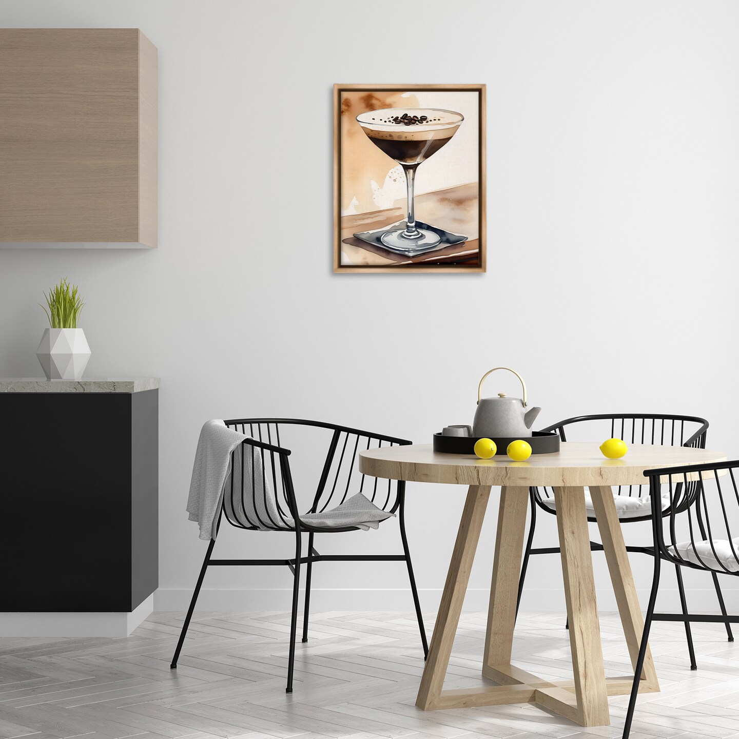 Stupell Industries Espresso Martini Watercolor Floater Framed Canvas Wall Art Design by LSR Design Studio