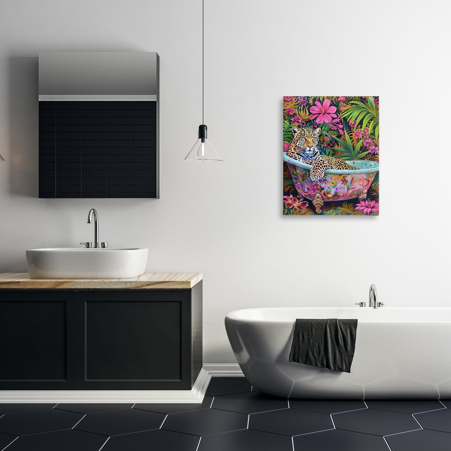 Stupell Industries Tropical Rainforest Leopard Tub Canvas Wall Art Design by LSR Design Studio