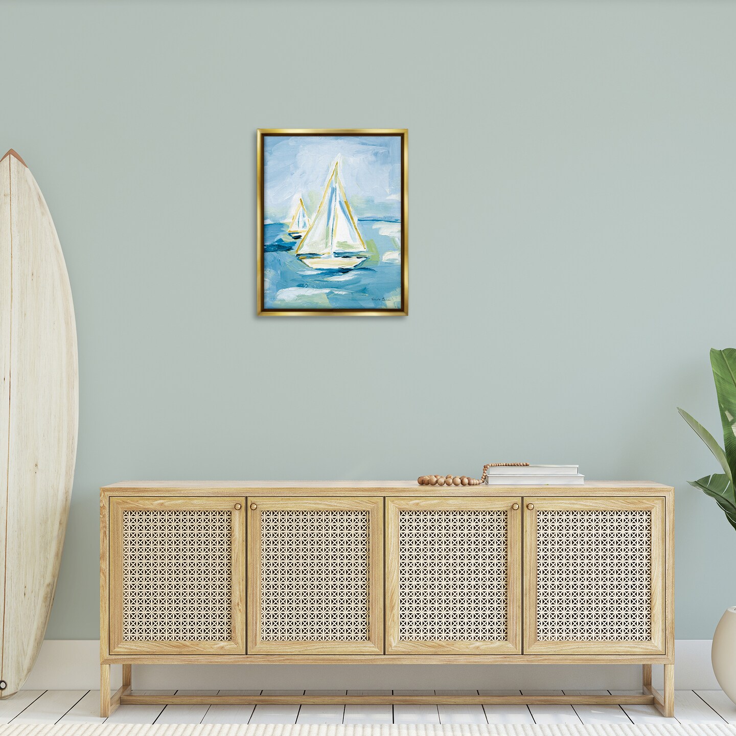 Stupell Industries Setting Sail on Sea Floater Framed Canvas Wall Art Design by Farida Zaman