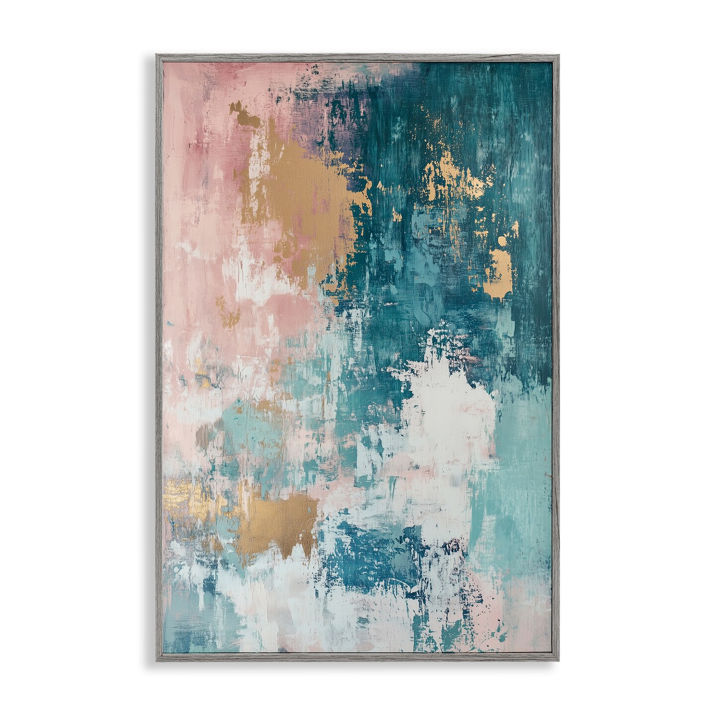 Stupell Industries Teal Green Gold Abstract Framed Giclee Wall Art Design by Gina Kelly