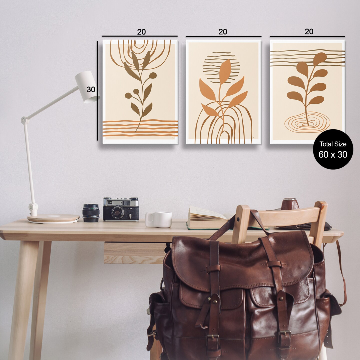 Stupell Industries Boho Sprigs & Line Patterns 3pc Canvas Wall Art Set Design by Martina Pavlova