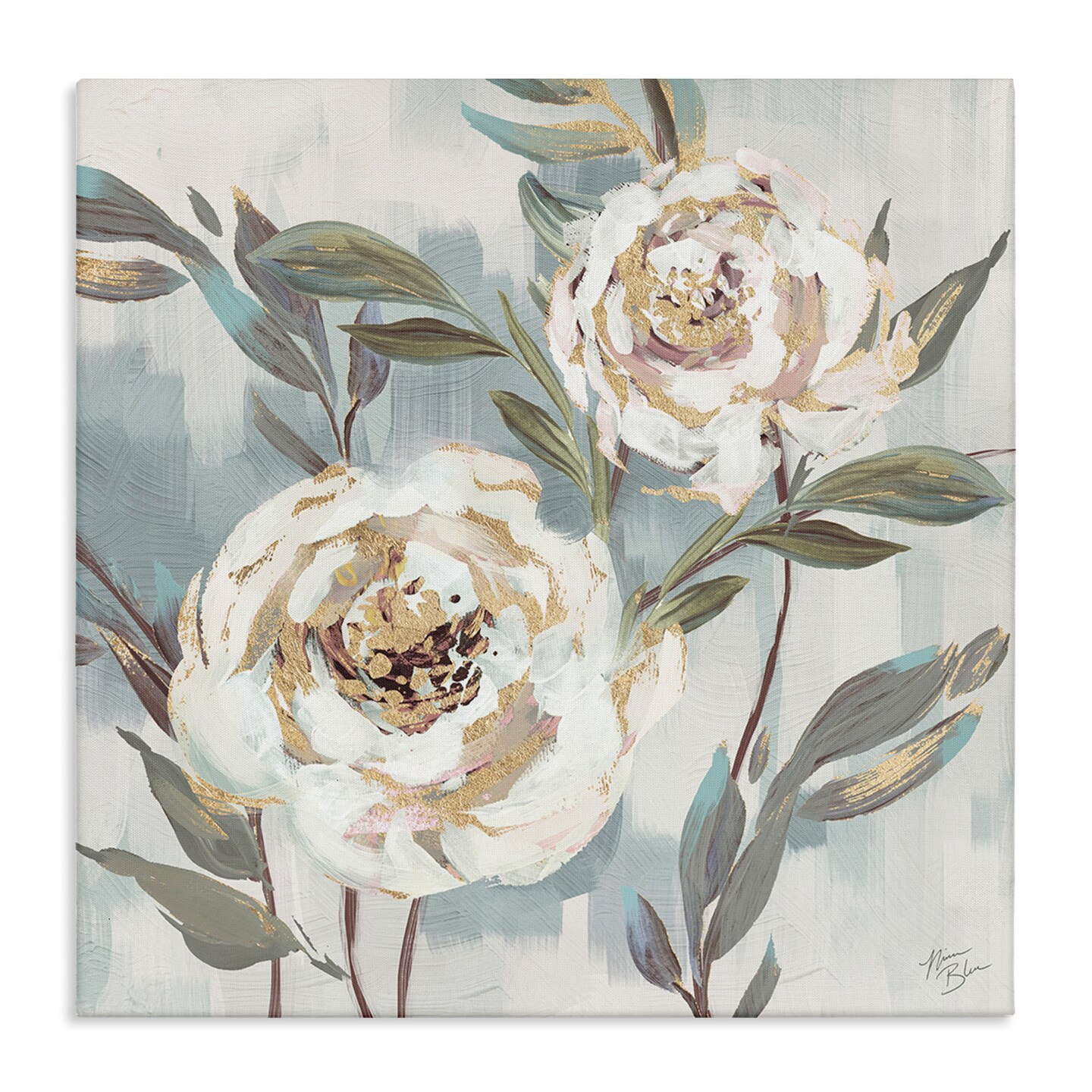 Stupell Industries Two Country Blossoms Canvas Wall Art Design by Nina Blue