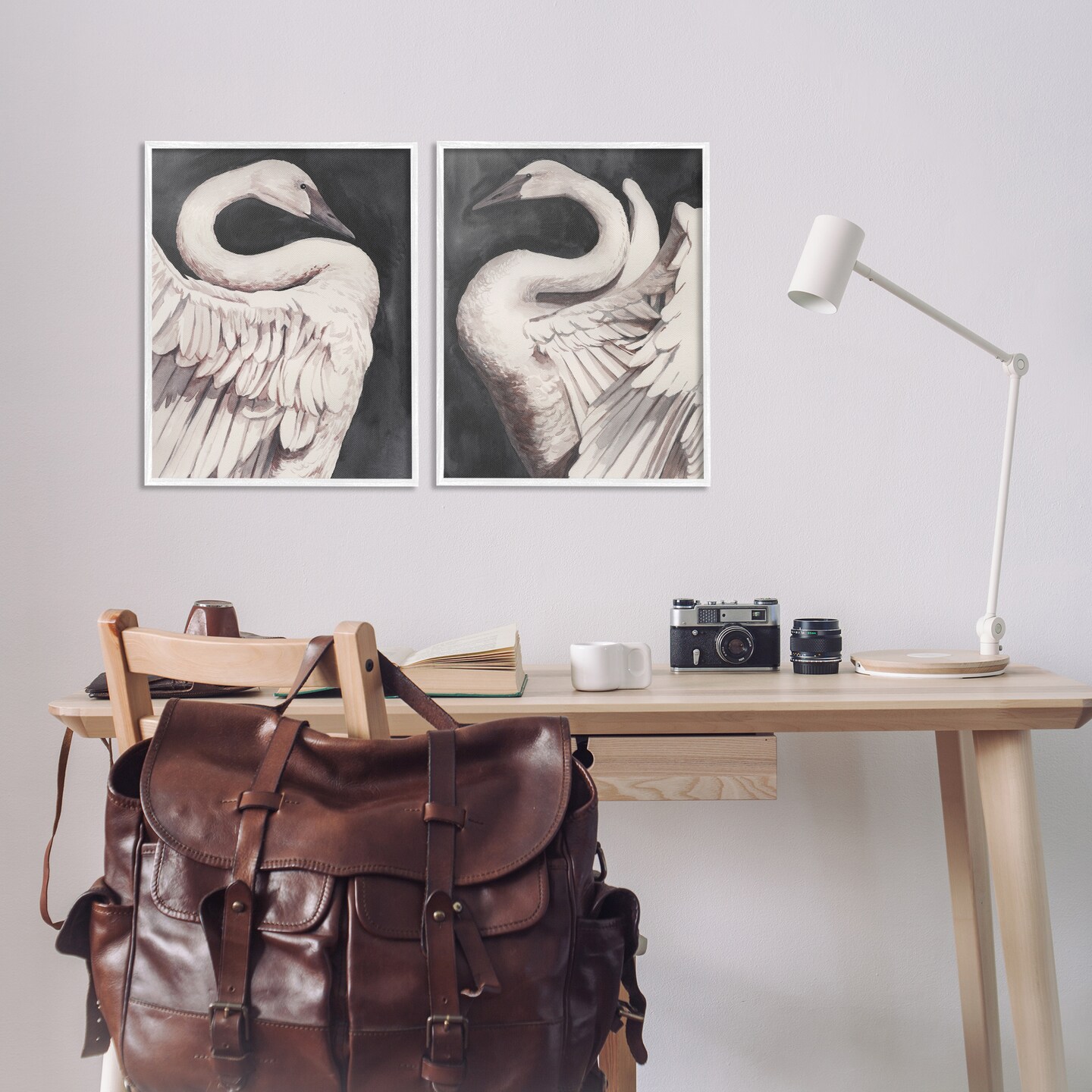 Stupell Industries Swans Taking Flight 2pc Framed Giclee Wall Art Set Design by Grace Popp