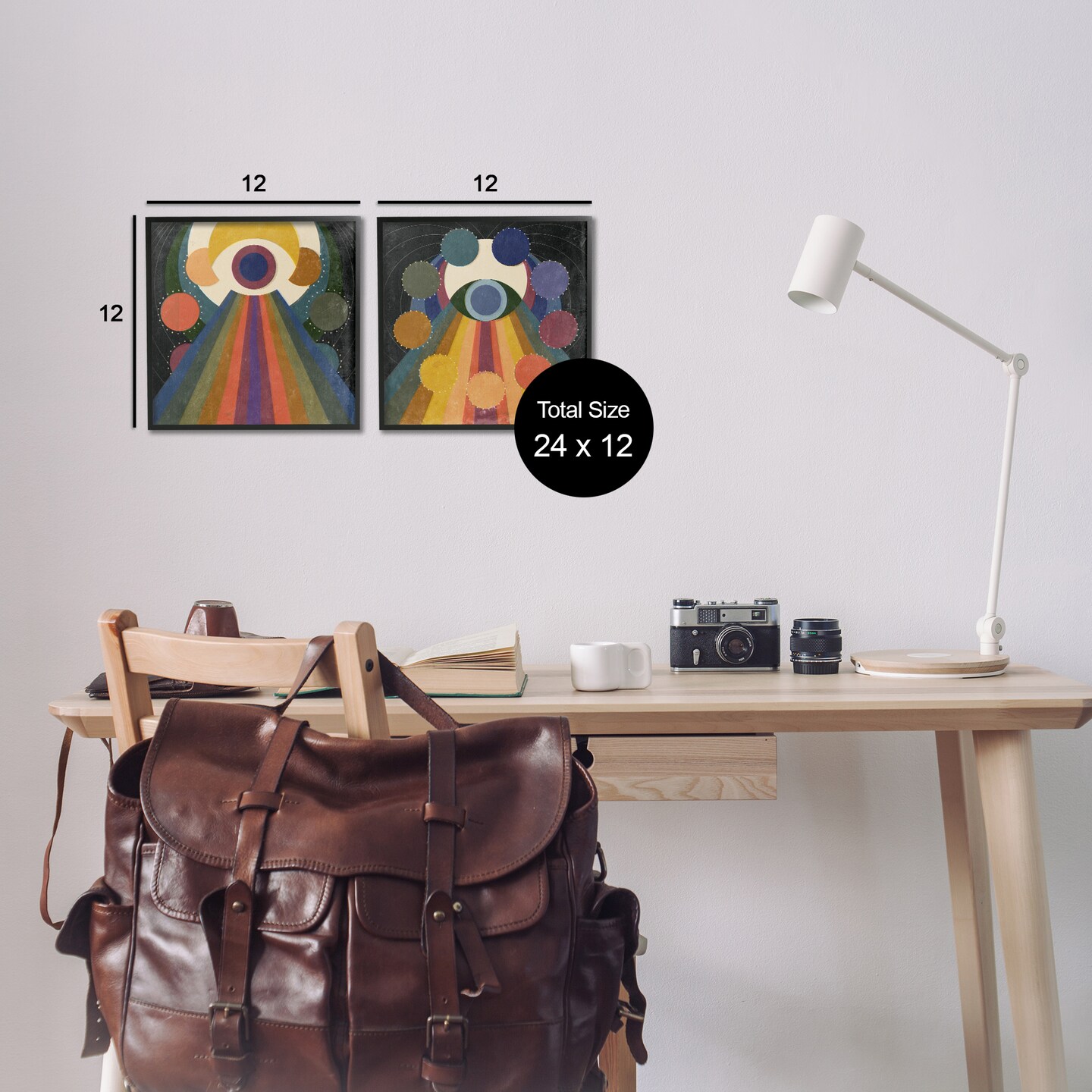 Stupell Industries Spiritual Eye Boho Shapes 2pc Framed Giclee Wall Art Set Design by Victoria Barnes