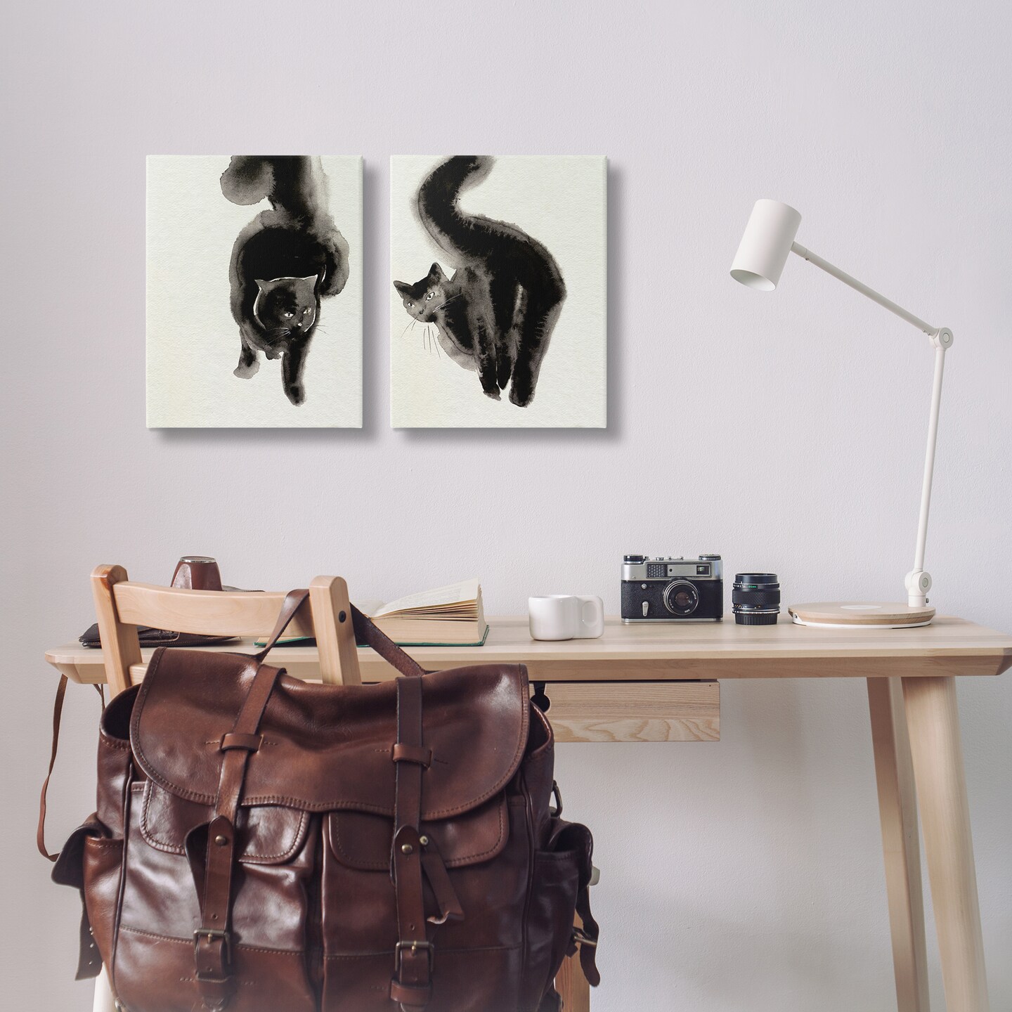 Stupell Industries Minimal Black Cats 2pc Canvas Wall Art Set Design by Melissa Wang