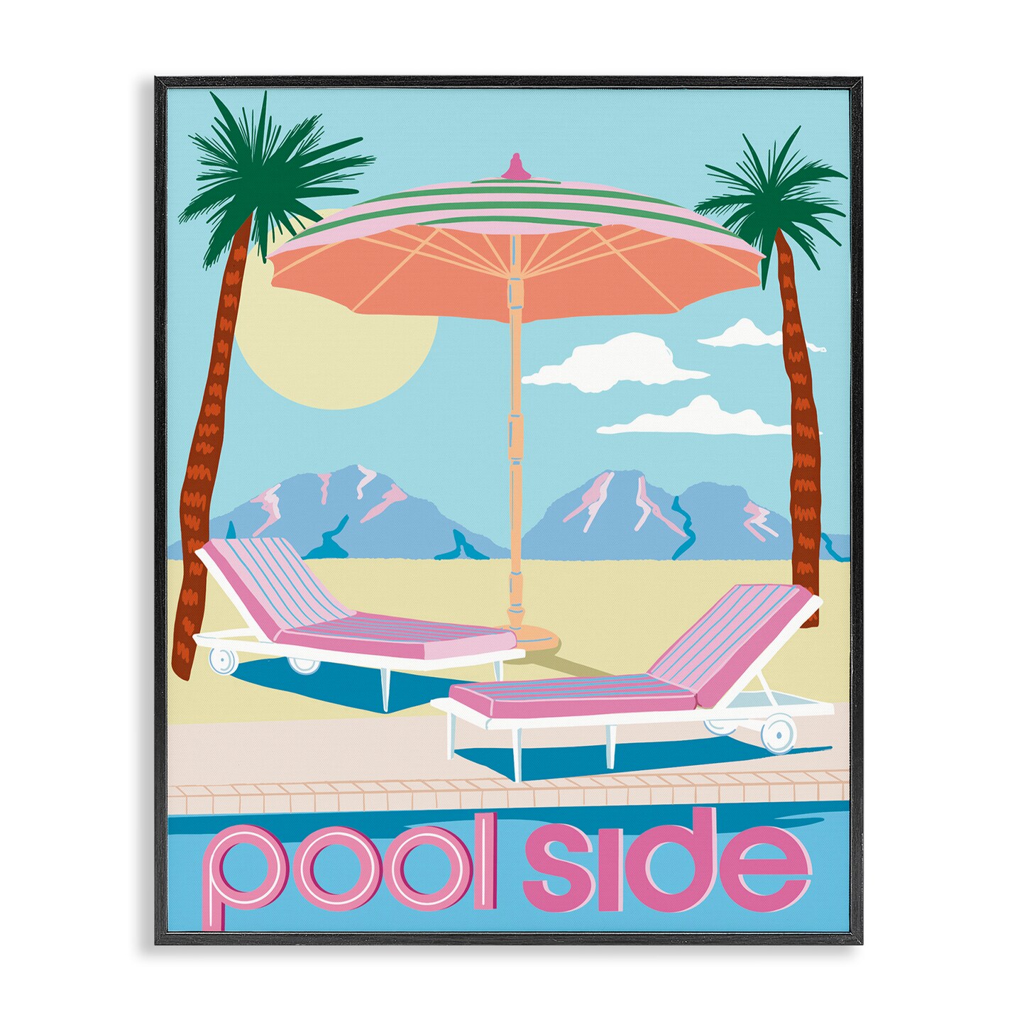 Stupell Industries Preppy Coastal Poolside Framed Giclee Wall Art Design by Jo Reid