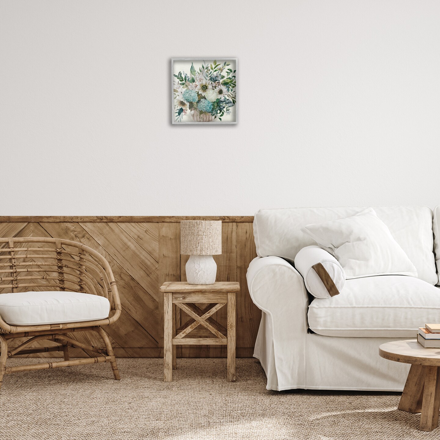 Stupell Industries Country Basket of Flowers Framed Giclee Wall Art Design by Nan