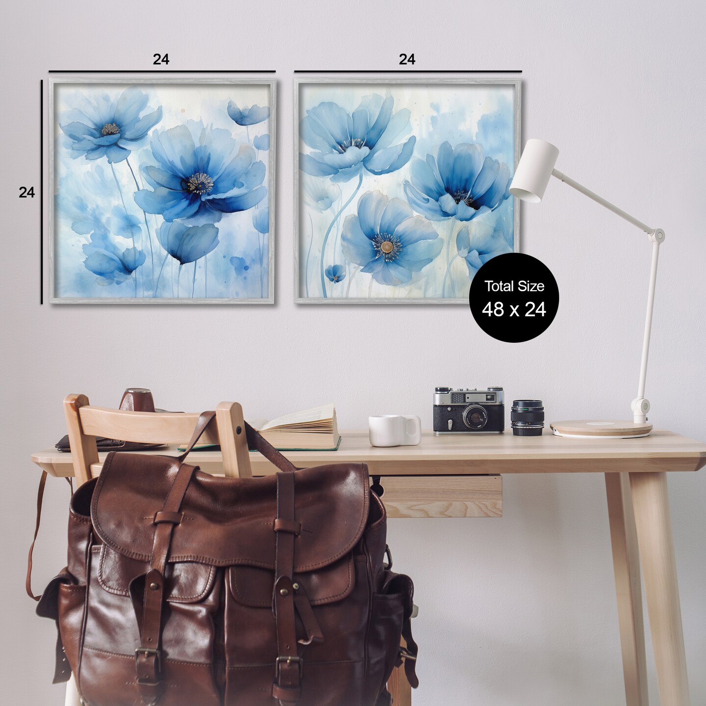 Stupell Industries Saturated Blue Blossoms 2pc Framed Giclee Wall Art Set Design by Irena Orlov