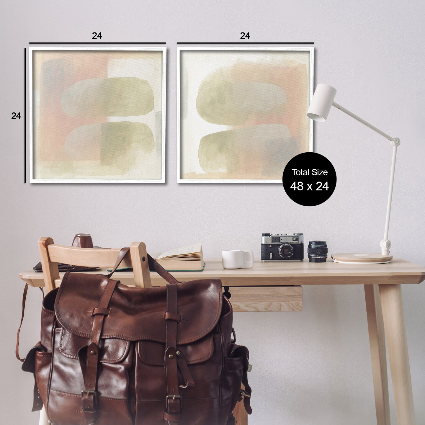 Stupell Industries Neutral Oblong Shapes Abstract 2pc Framed Giclee Wall Art Set Design by June Erica Vess