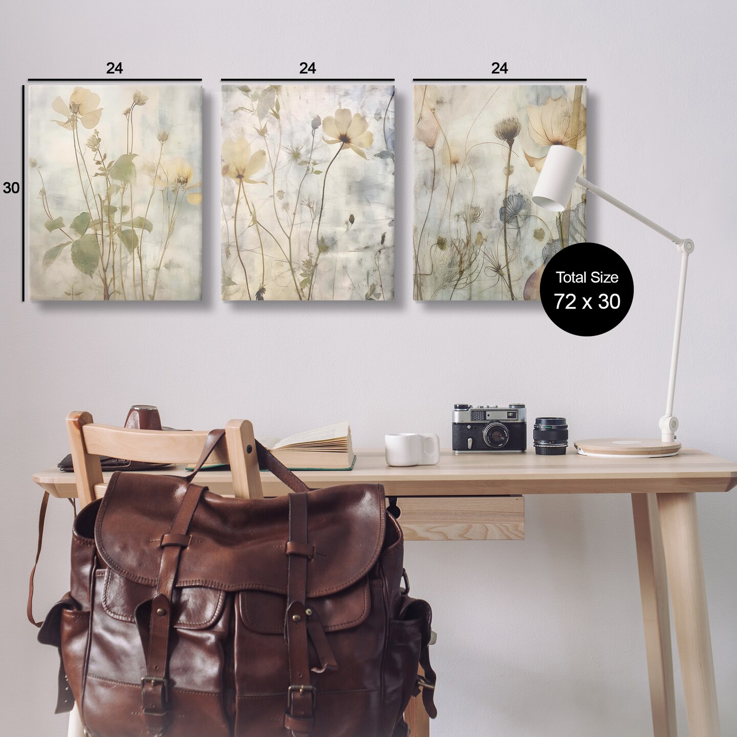 Stupell Industries Soft Blooming Botanicals 3pc Canvas Wall Art Set Design by Lettered and Lined