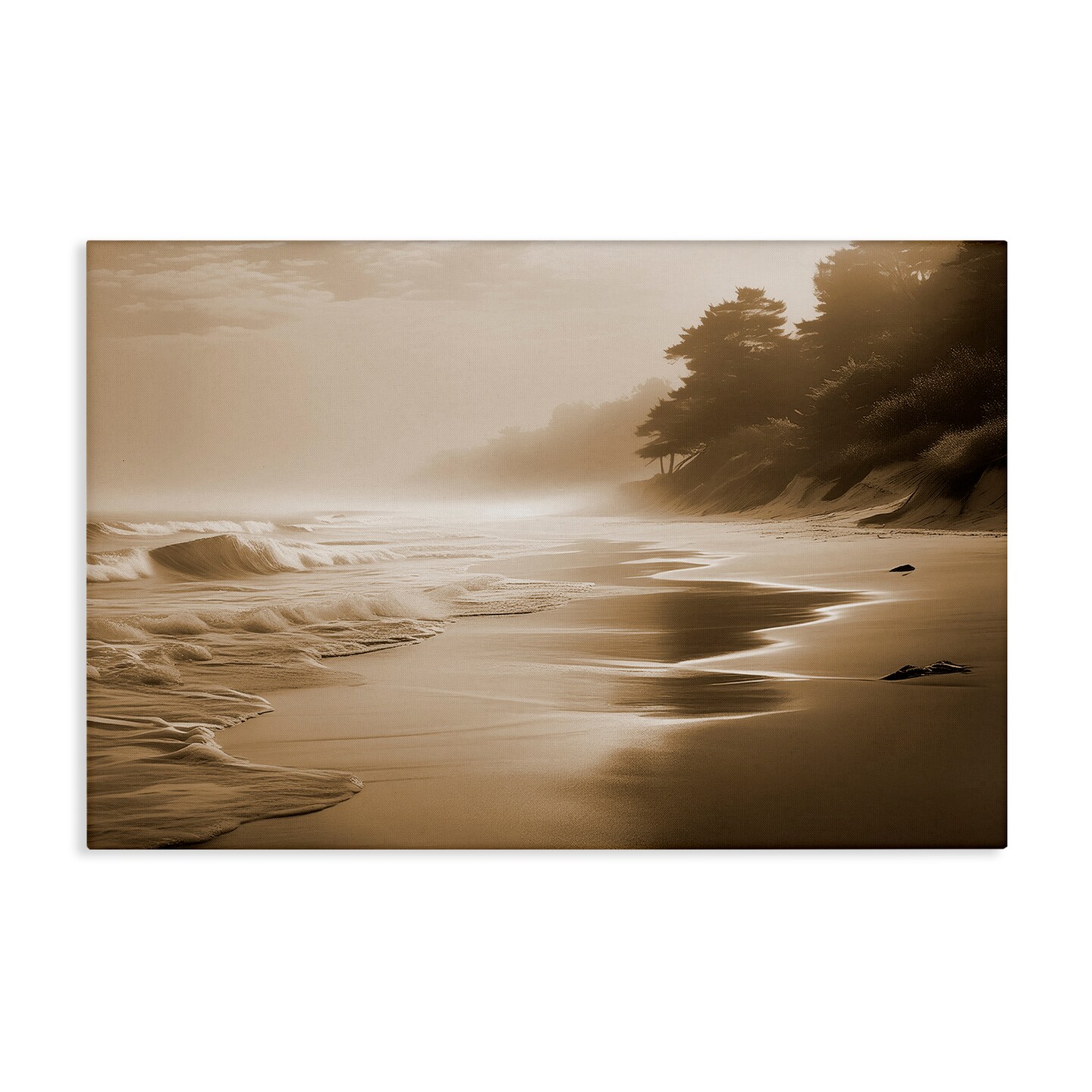 Stupell Industries Sepia Smooth Beach Landscape Canvas Wall Art Design by Noah Bay