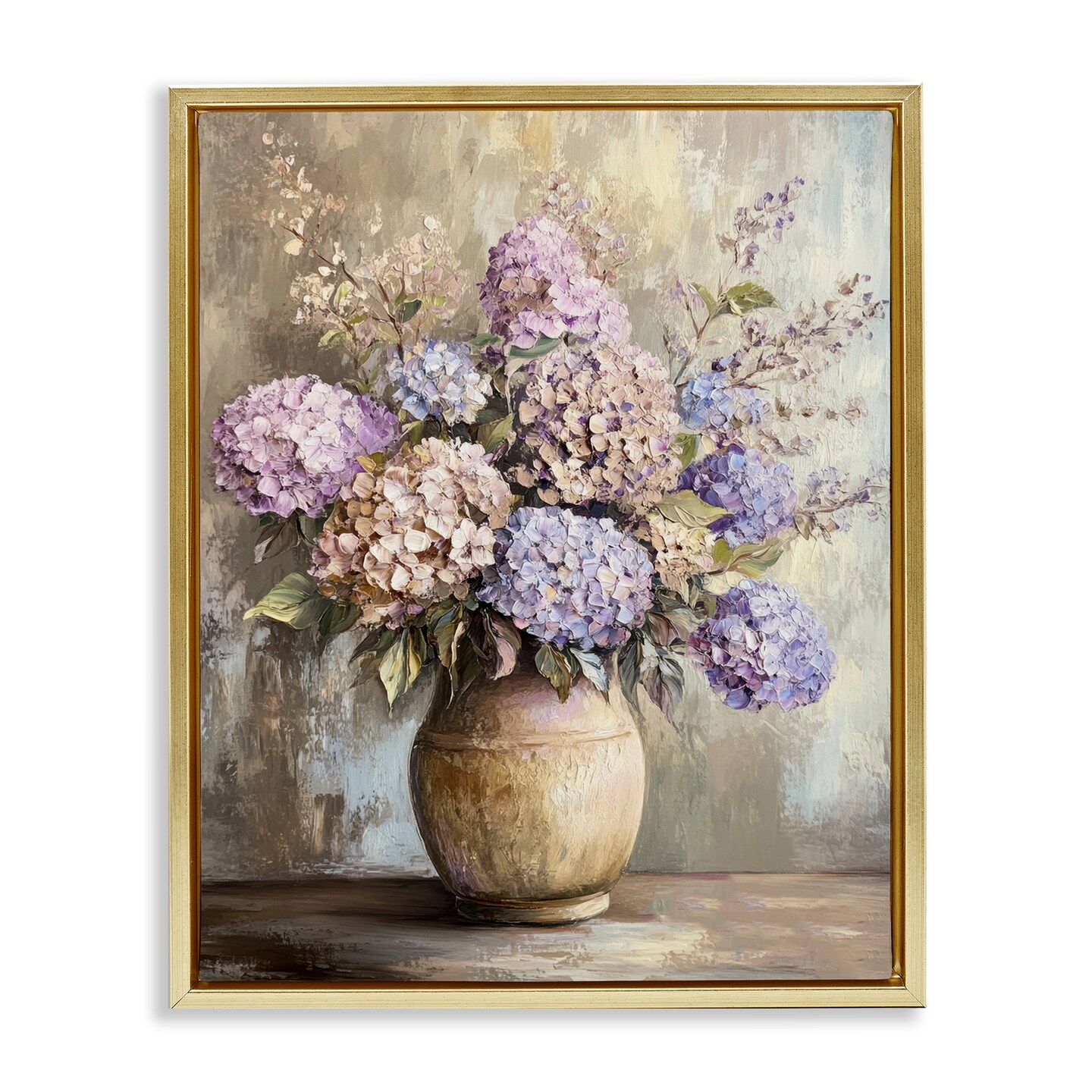 Stupell Industries Purple Hydrangea Pottery Floater Framed Canvas Wall Art Design by Petal Prints Design