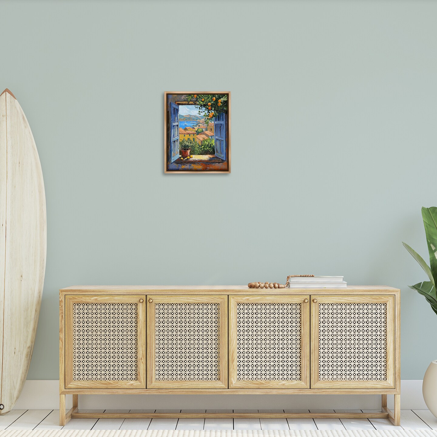 Stupell Industries Mediterranean Window View Floater Framed Canvas Wall Art Design by LSR Design Studio