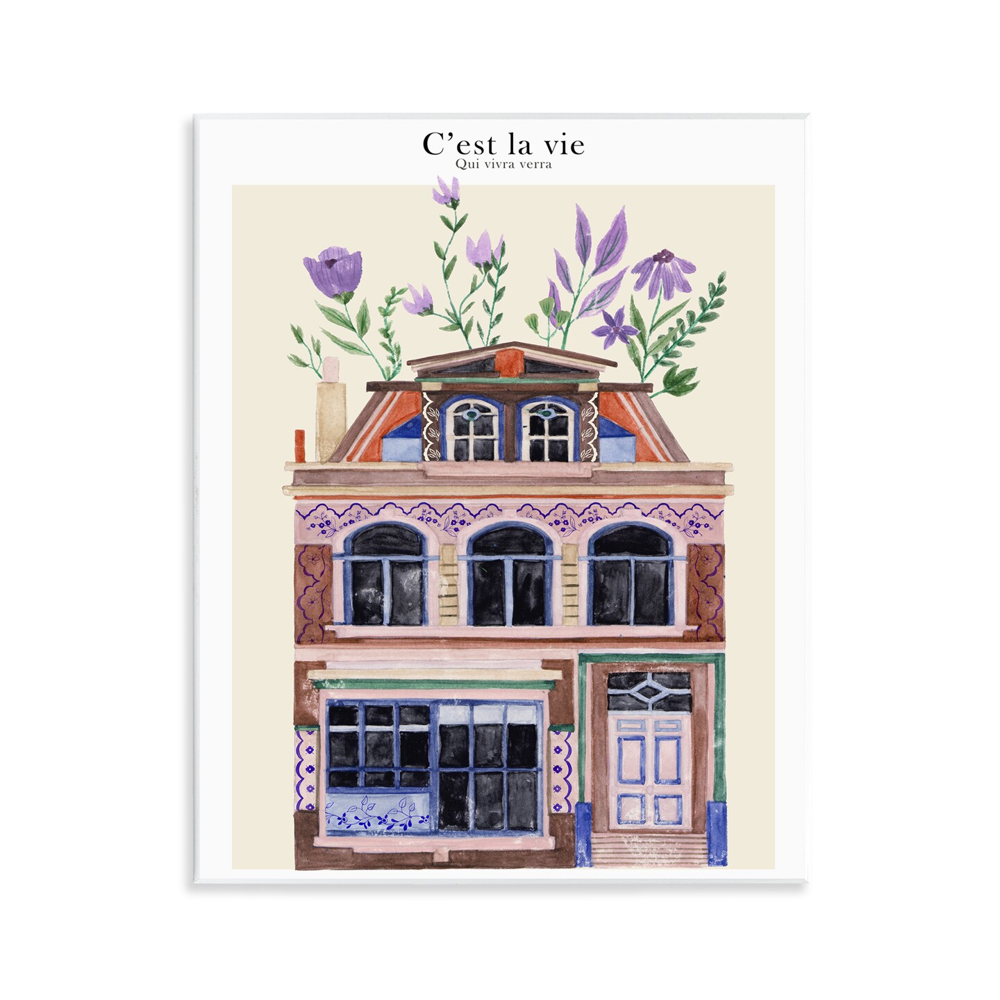 Stupell Industries Town Architecture with Blooms Wall Plaque Art Design by Melissa Wang 