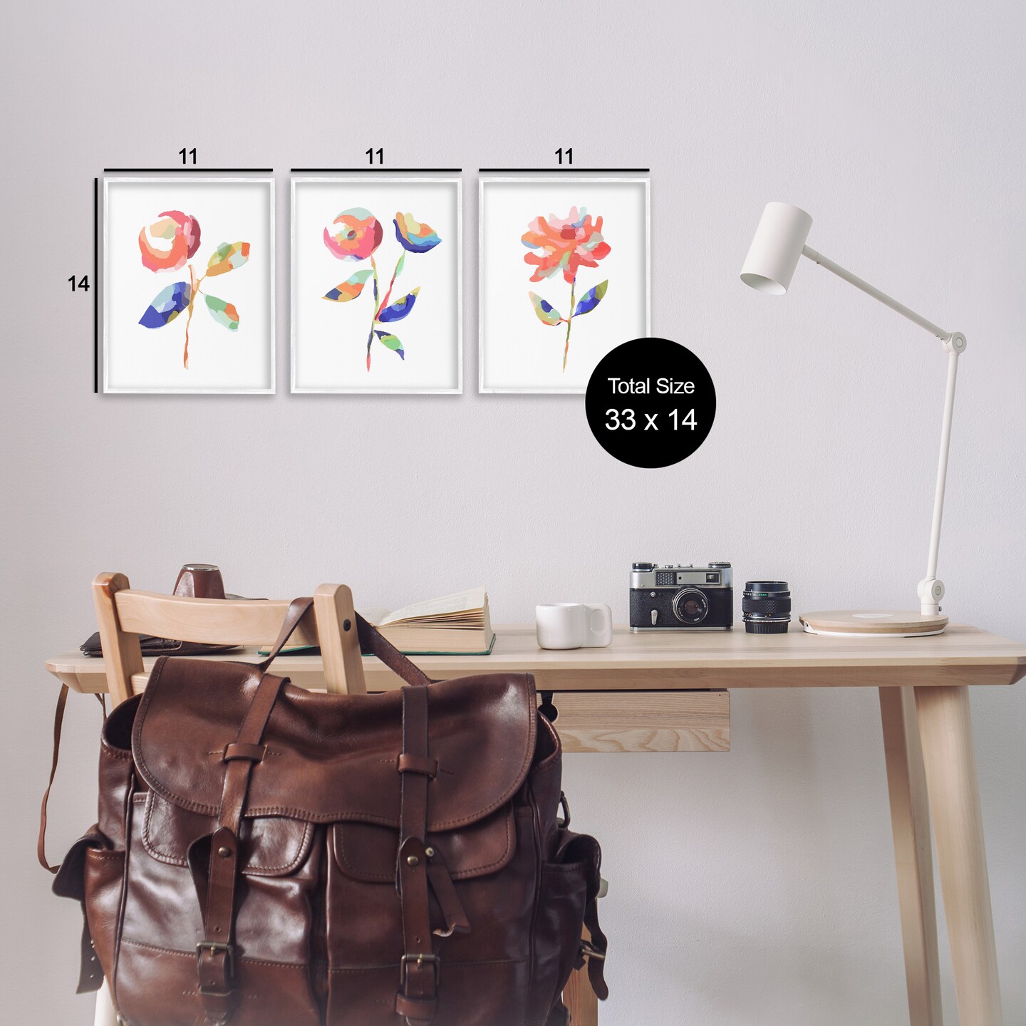 Stupell Industries Brushed Freeflow Flower 3pc Framed Giclee Wall Art Set Design by Lisa Nohren