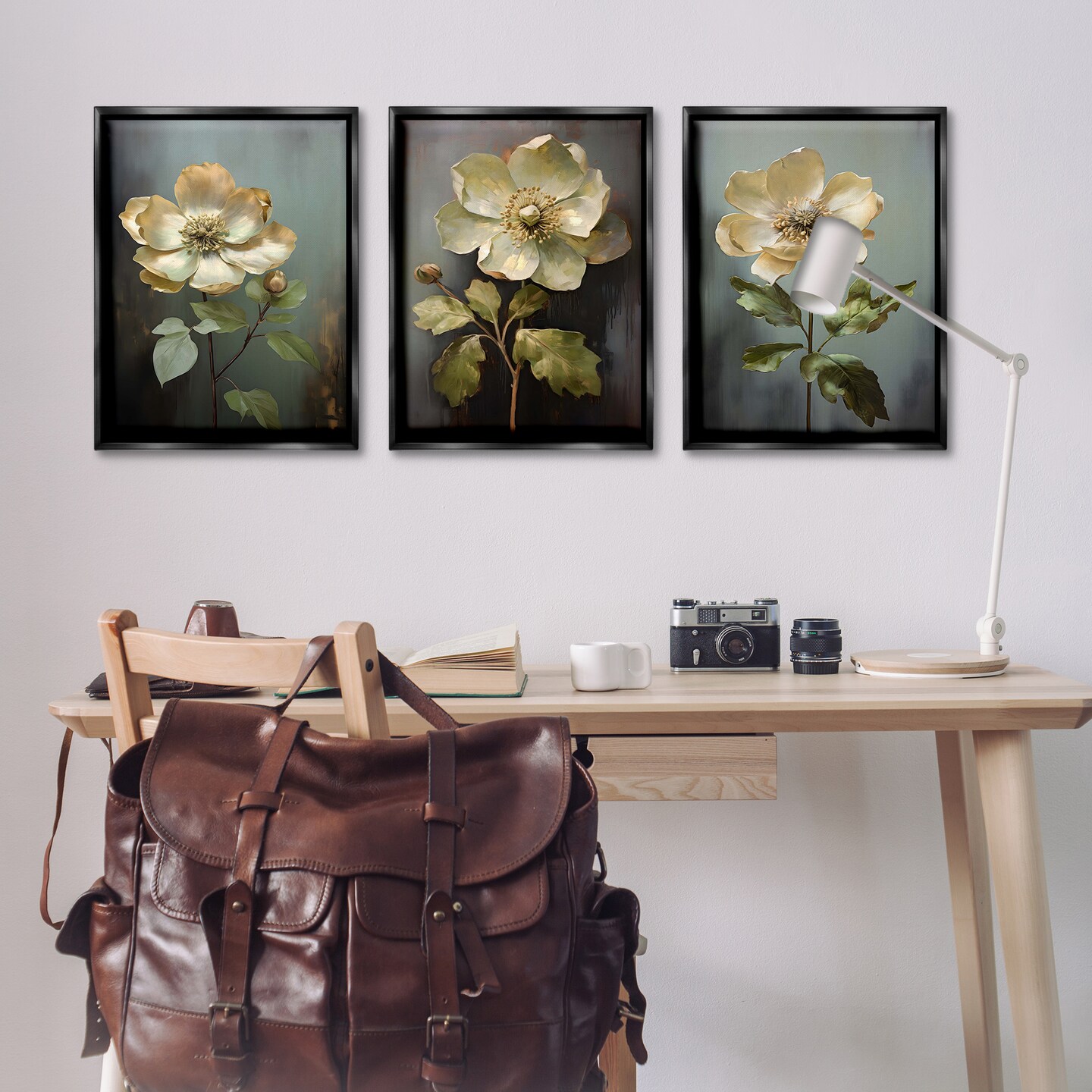 Stupell Industries Detailed Magnolia Flowers 3pc Floater Framed Canvas Wall Art Set Design by Petal Prints Design