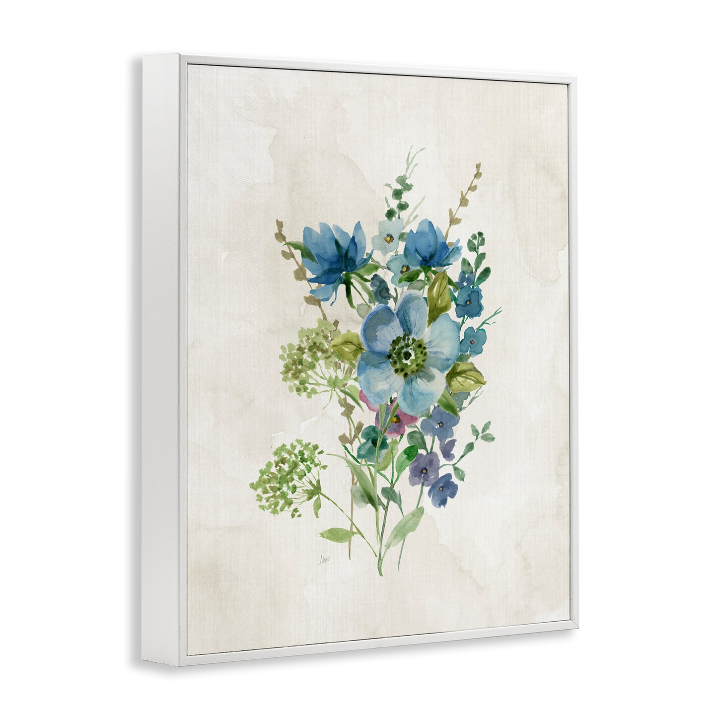 Stupell Industries Blue Wildflower Cluster Framed Giclee Wall Art Design by Nan