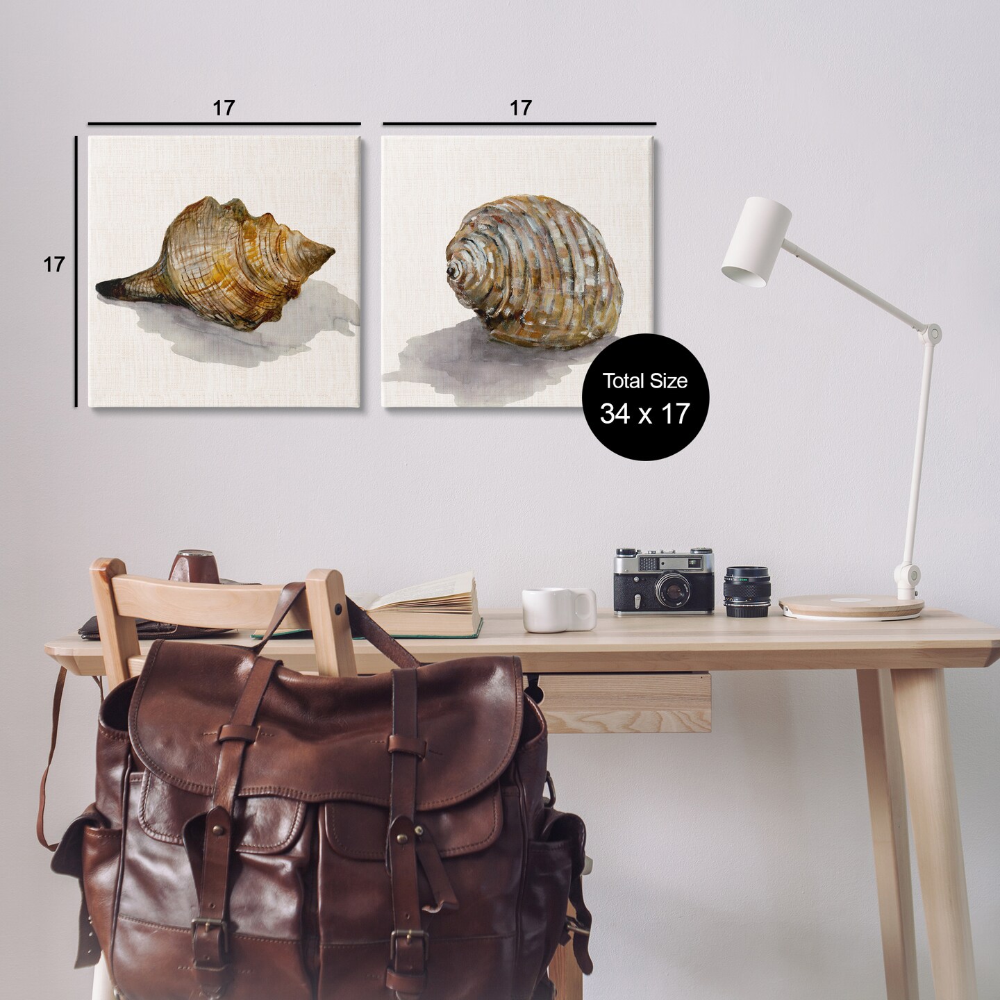 Stupell Industries Neutral Beach Shells 2pc Canvas Wall Art Set Design by Jacob Q