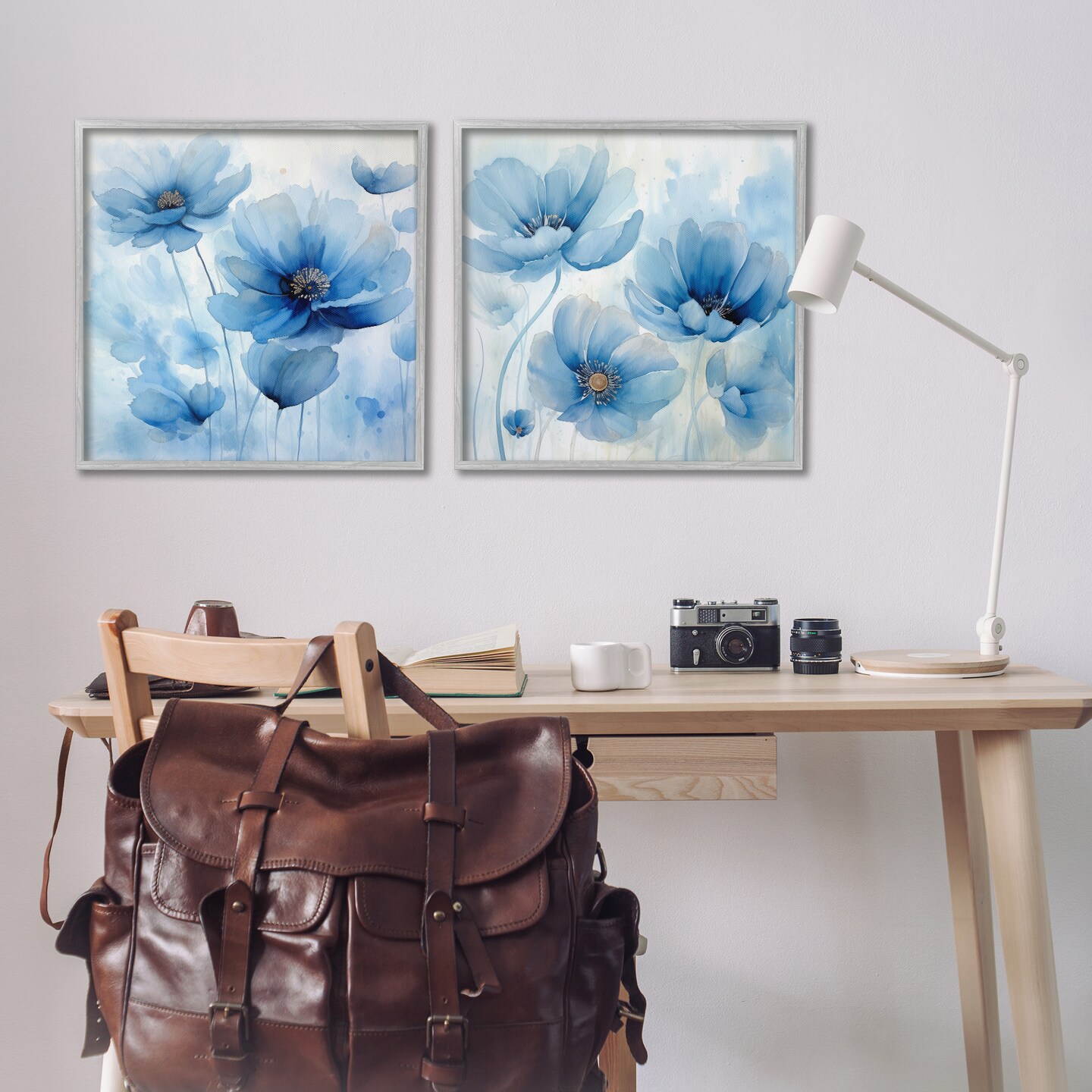 Stupell Industries Saturated Blue Blossoms 2pc Framed Giclee Wall Art Set Design by Irena Orlov