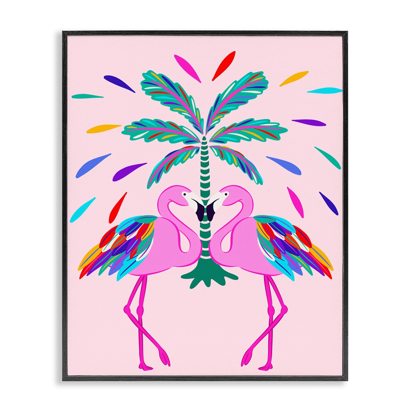 Stupell Industries Mirrored Flamingos Flair Framed Giclee Wall Art Design by Catalina Aguirre