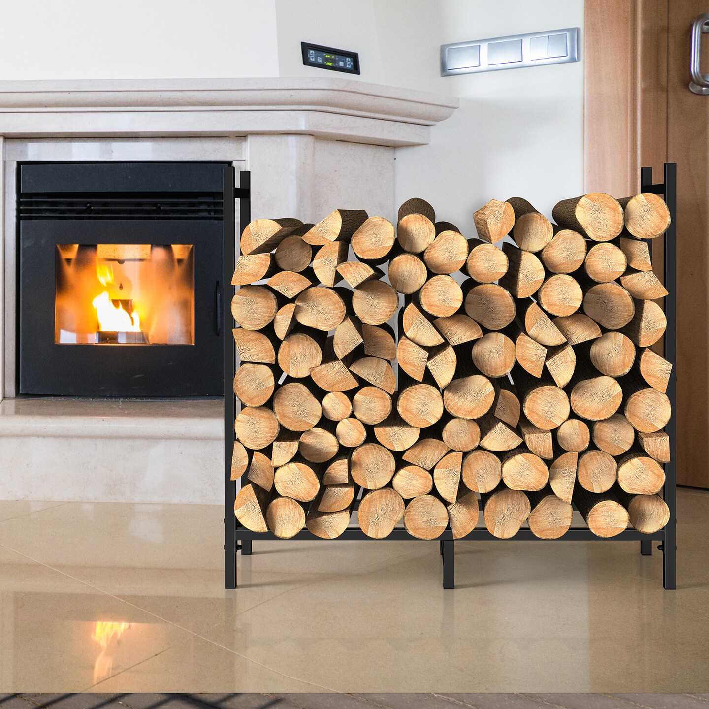 2.7ft Firewood Rack Heavy Duty Log Rack Firewood Storage Holder Outdoor Indoor