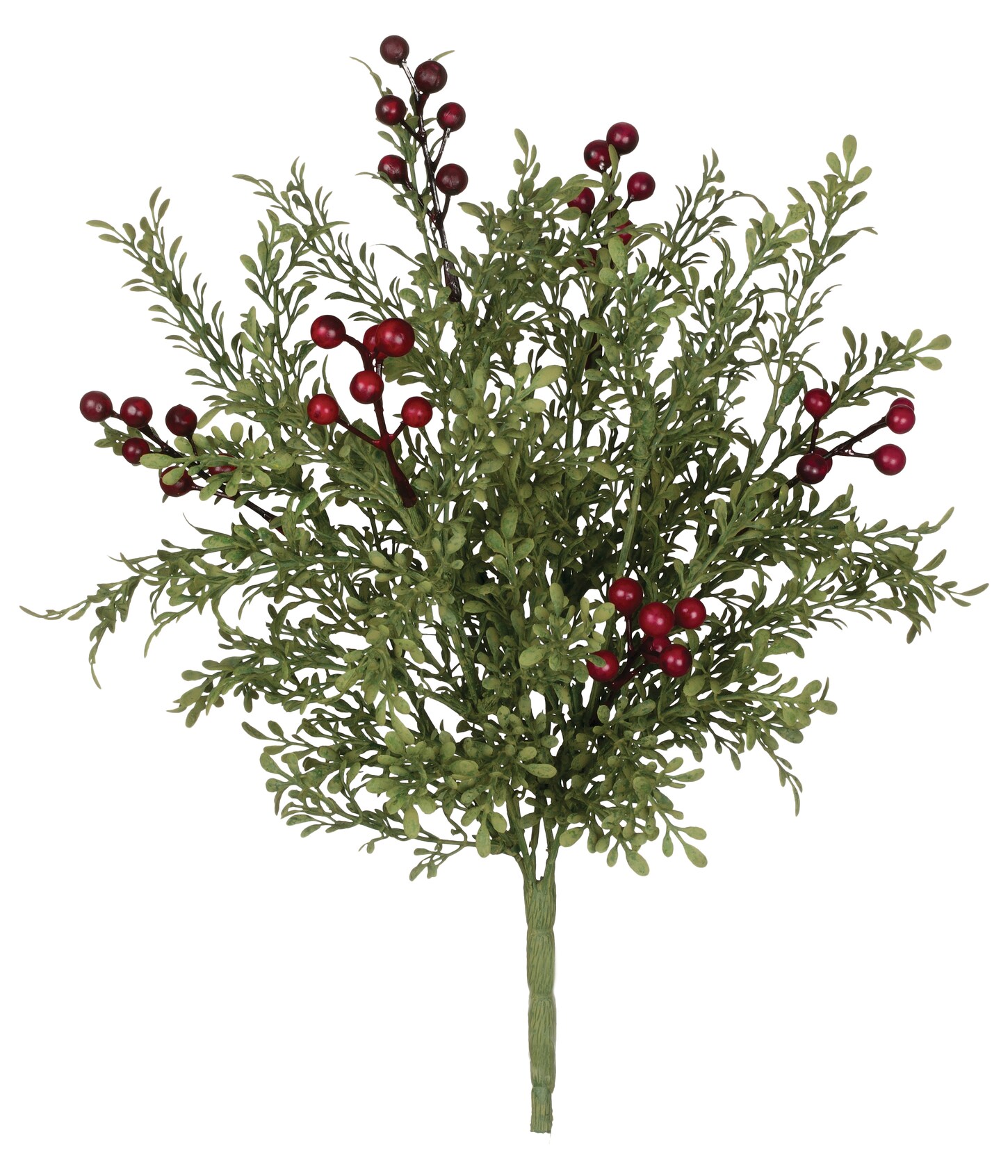 Sullivan's Mini Leaf with Berries Plant, Olive Green and Red Faux Plant Decor for Crafting, Weddings, Home and Holiday Decoration, 12 Inch