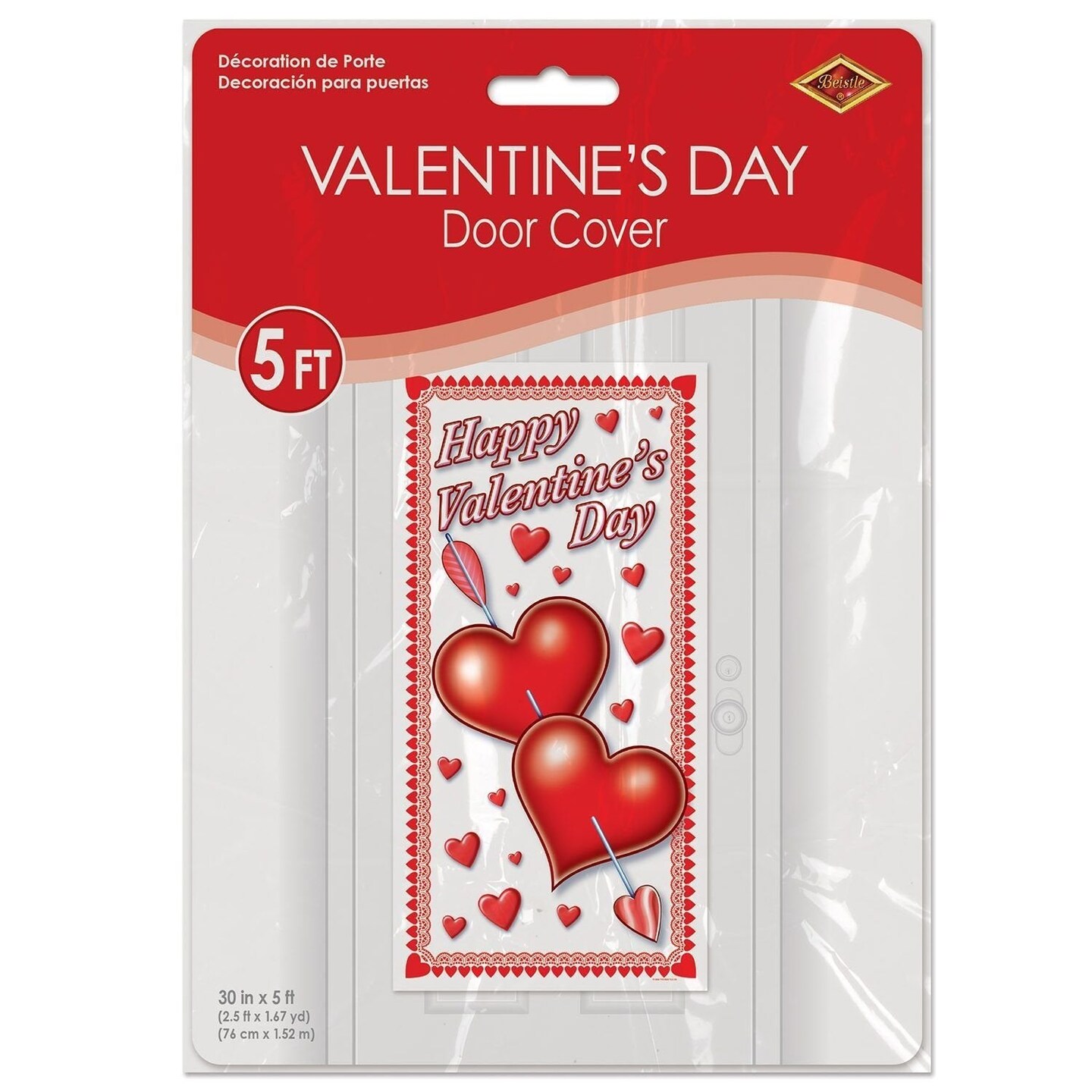 Beistle Happy Valentine&#x27;s Day Plastic Door Cover - 5ft x 30&#x22;