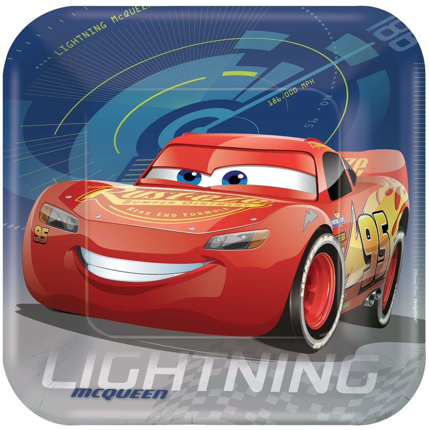 &#xA9;DISNEY CARS 3 9&#x22; Square Paper Plates - 8ct