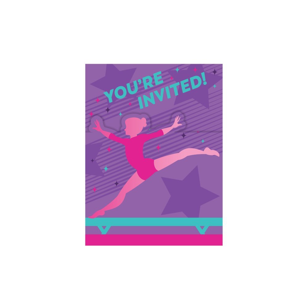 Gymnastics Party Invitations - 8ct