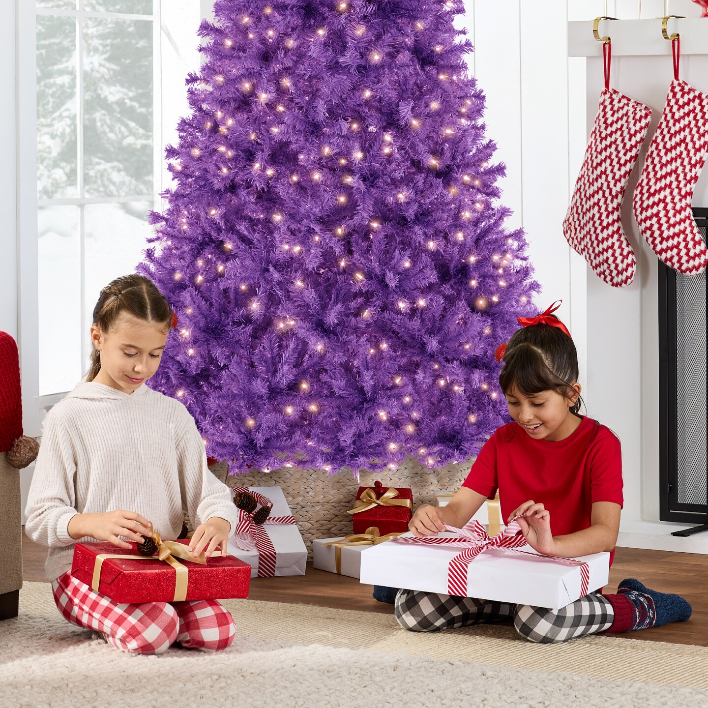 Best Choice Products Pre-Lit Purple Christmas Tree, Artificial Full Holiday Decoration w/ Incandescent Lights