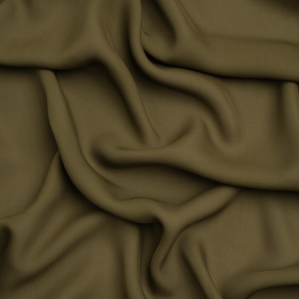 1 Yard Olive Green Silk Double Georgette Premium Autumn Blouse Fabric , 44 Inches Wide