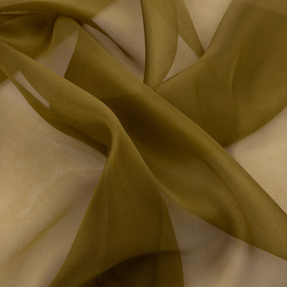 1 Yard Fir Green Silk Organza Fabric Lightweight Sheer Material for Bridal and Gowns 44 Inch Width