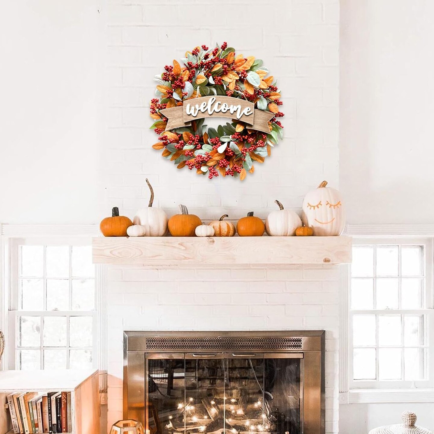 22 Inch Fall Berries Wreath for Front Door(Fall Berries Wreath)
