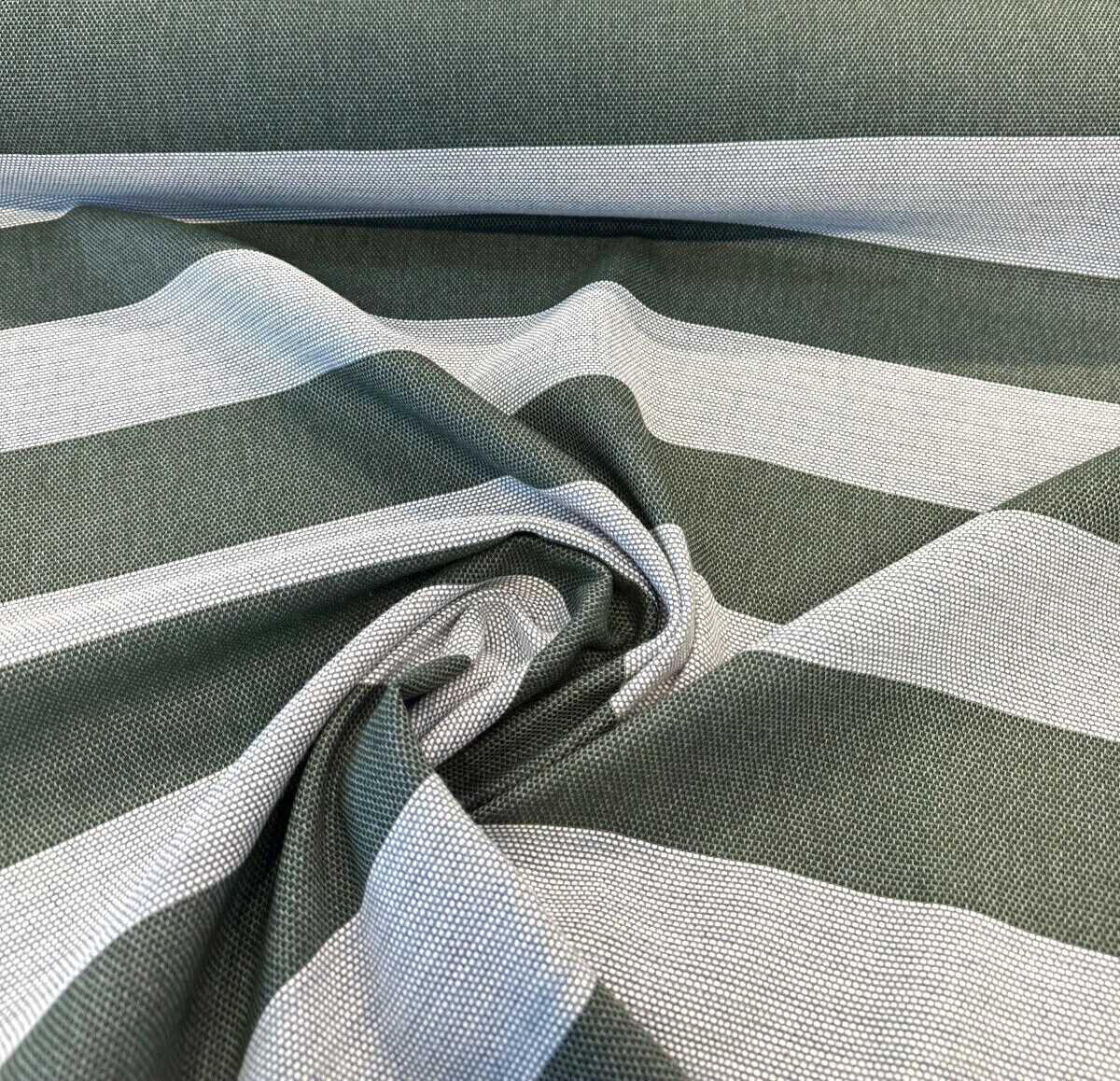 1 Yard Fizzle Green Ivy Stripe Outdoor Upholstery Fabric Durable Stain Resistant