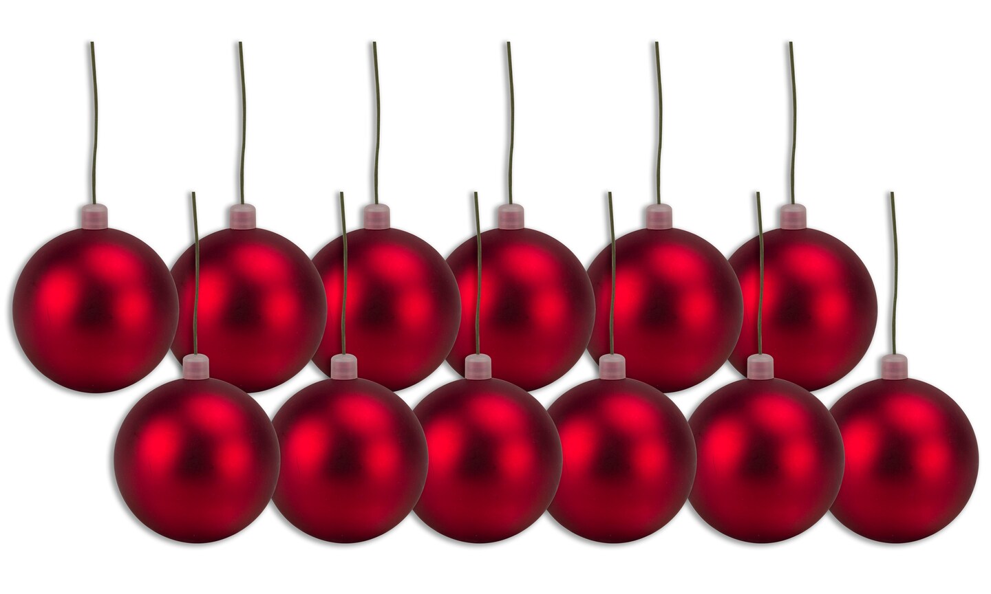 12 Pack 100mm 4&#x22; Red Matte Ball Ornament with Wire