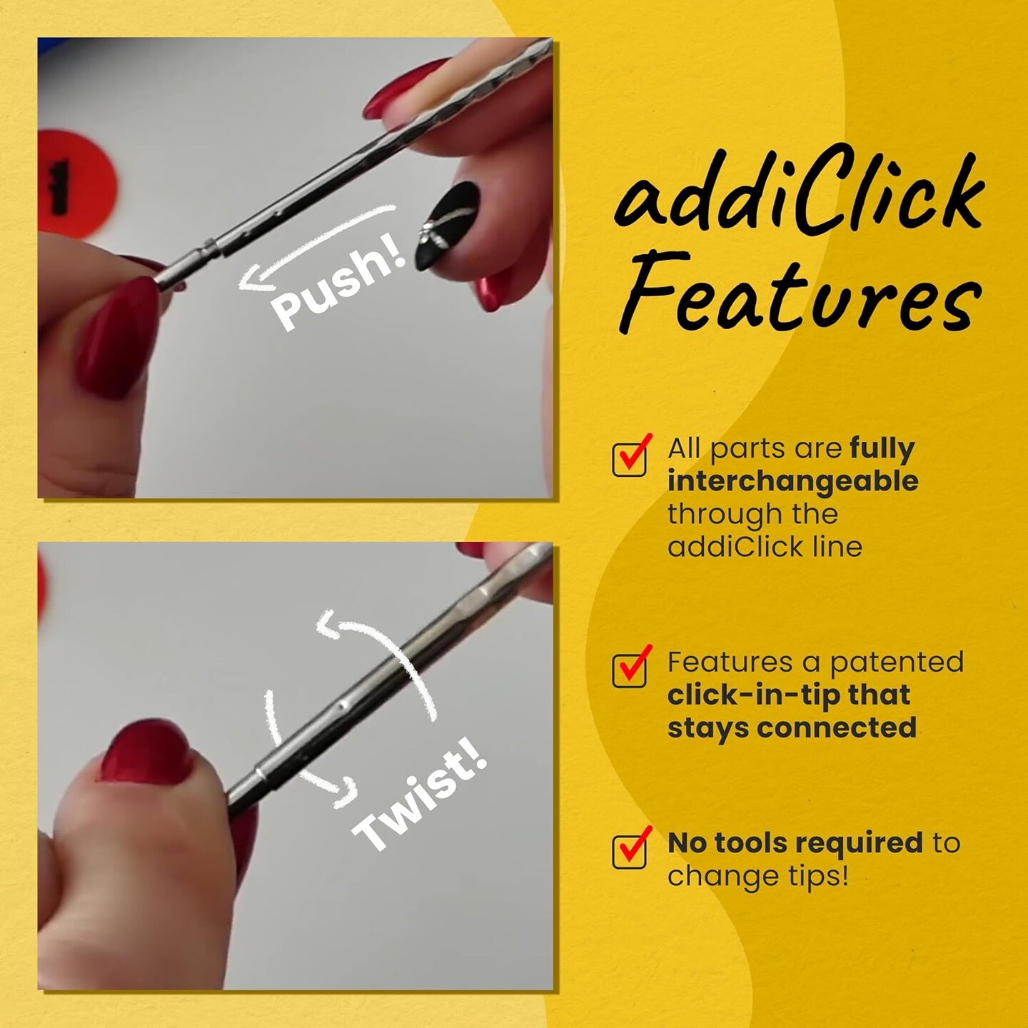 skacel by addi addiClick Rocket2 Squared Standard Tip IC Knitting Needle Set