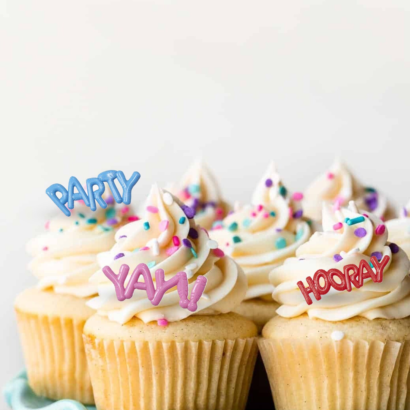 72 Count Colorful Balloon Cupcake Toppers Party Decorations Reusable Plastic Birthday Picks