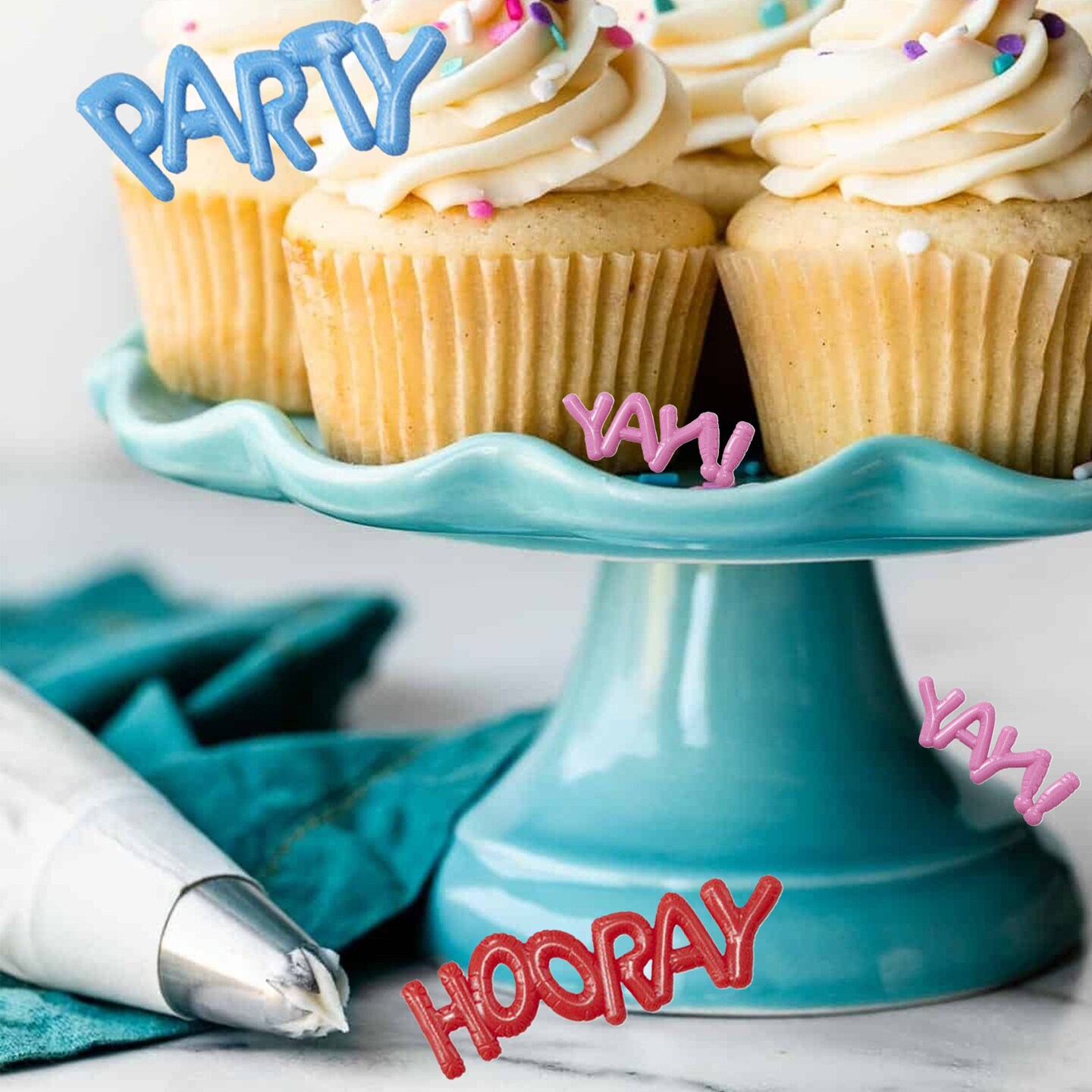 24 Count Balloon Cupcake Toppers for Birthday Party Colorful Celebration Decorations Plastic