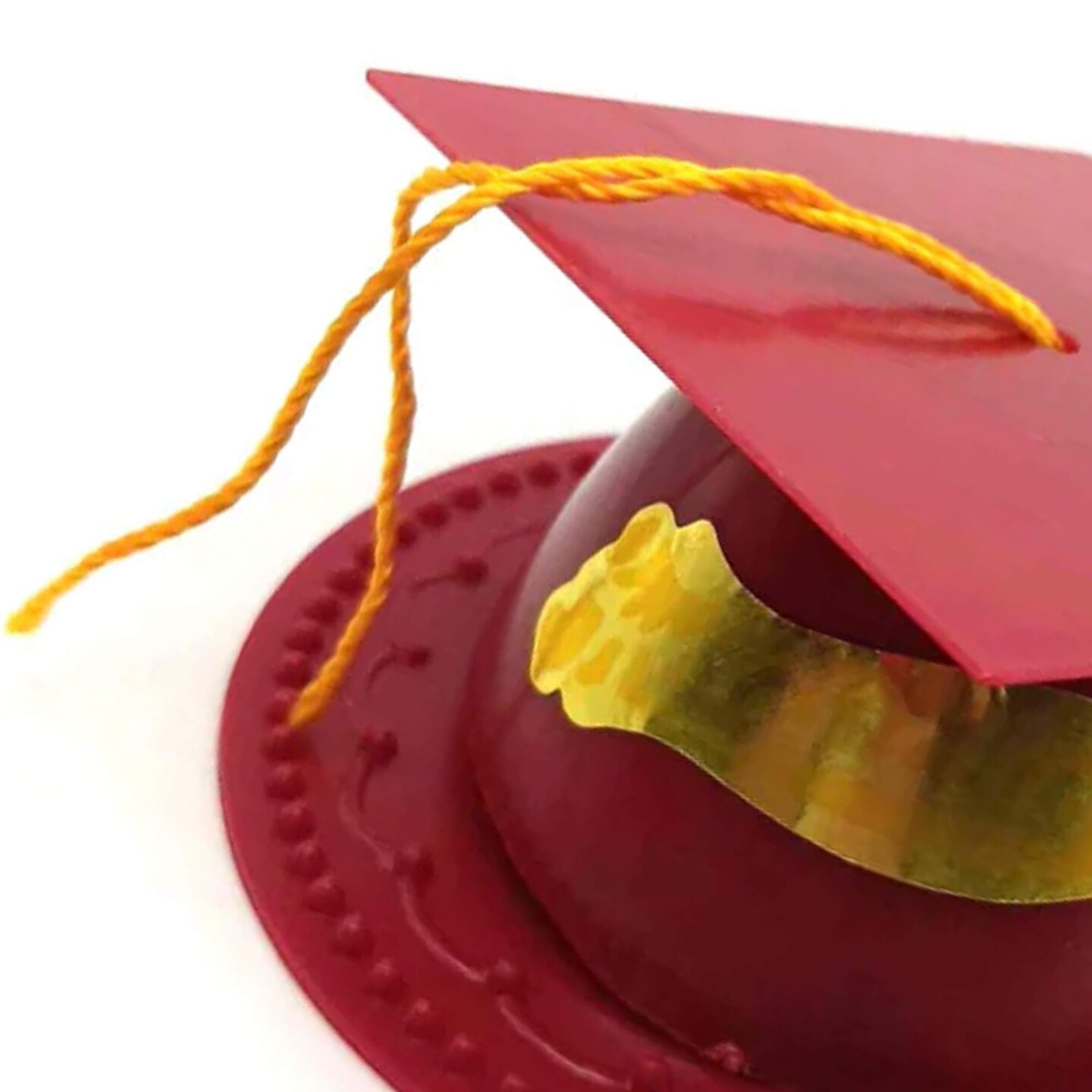 24 Count Graduation Cap Cake Topper Durable Plastic Party Decoration Burgundy 3.5 Inch