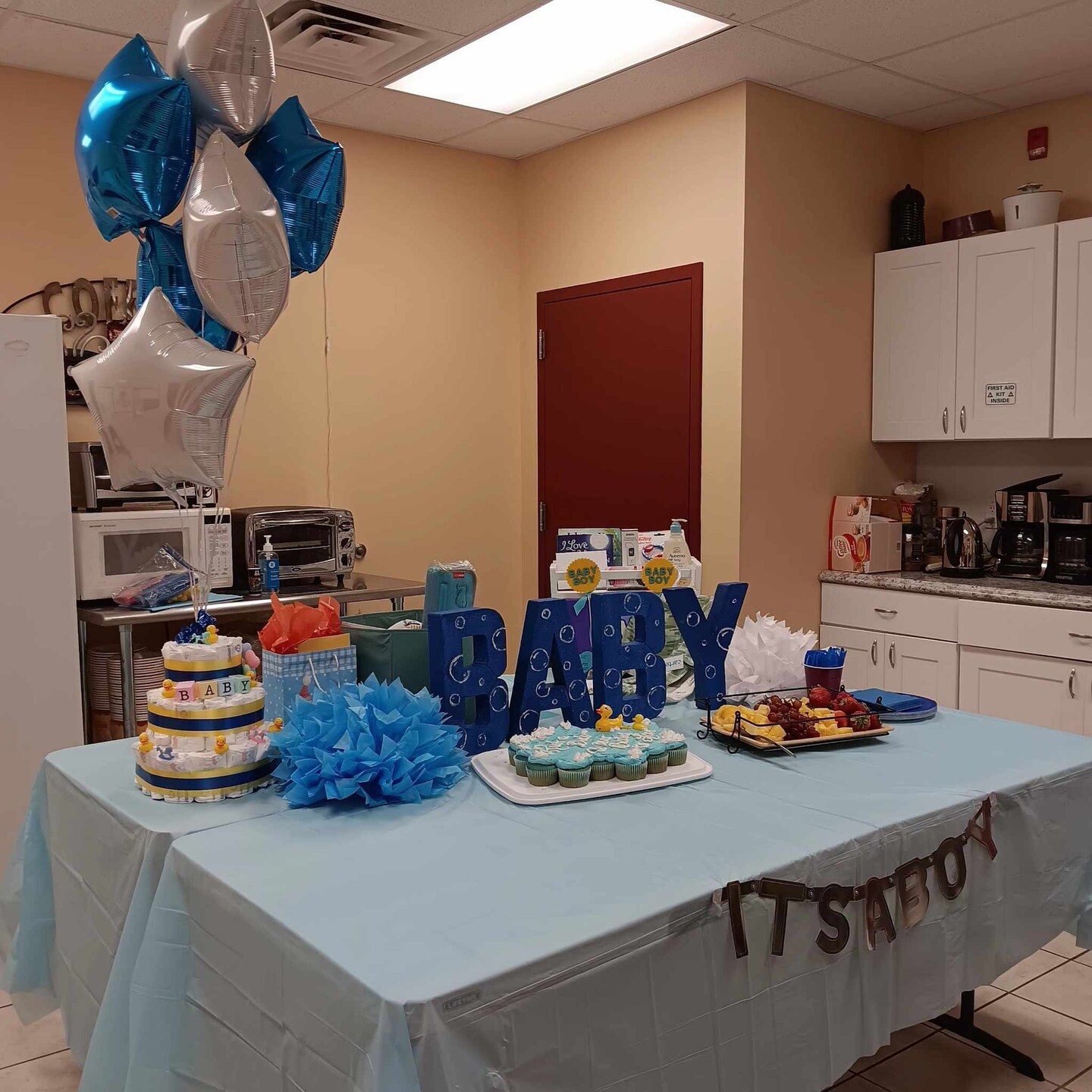 1 Count BABY Painted Blue Foam Letters Customizable Party Decor Jumbo Foam Letters 12"