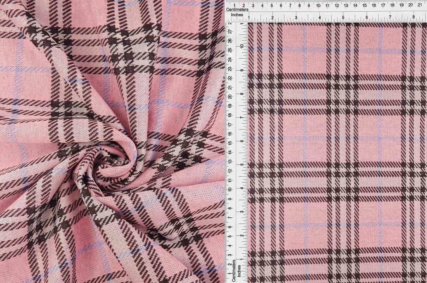 1 Yard Double Knit Jacquard Plaid Fabric Stretch Polyester Spandex 58/60 Inches Wide