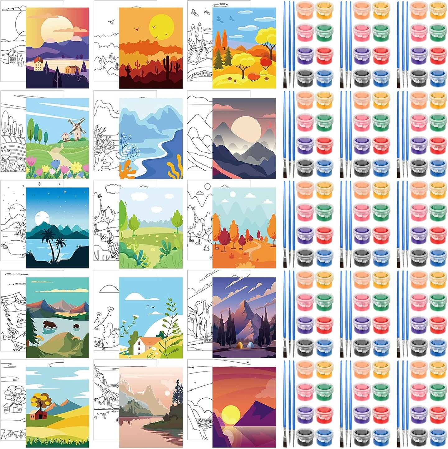 15 Pack 75 Pcs Pre Drawn Painting Canvas