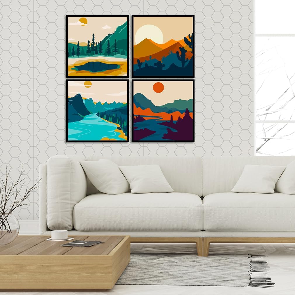 4 Pack Sunset Paint by Number