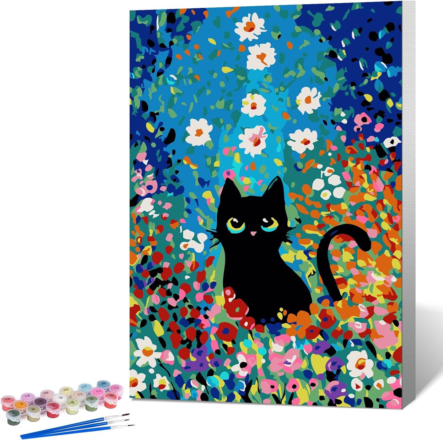 Paint by Numbers Flowers Cat 8x12