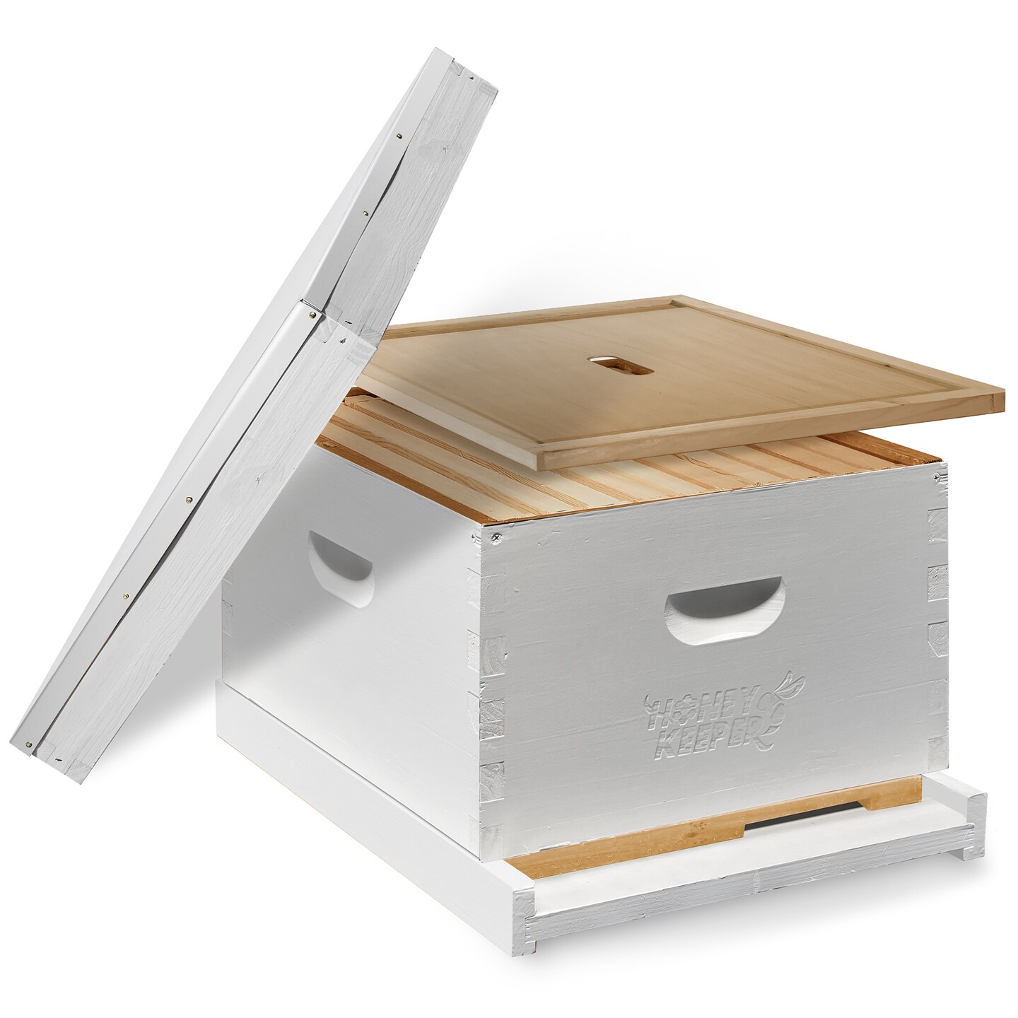 Honey Keeper Beginner Bee Hive Kit, Fully Assembled and Painted Starter Set with Hive Body &#x26; 10 Frames