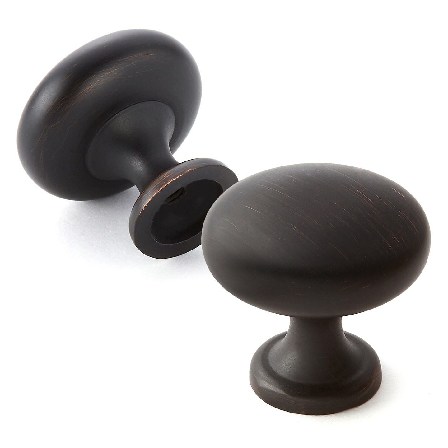 Cauldham Solid Round Kitchen Cabinet Knobs Pulls (1-1/8&#x22; Diameter) - Dresser Drawer/Door Hardware - Style R125 - Oil Rubbed Bronze