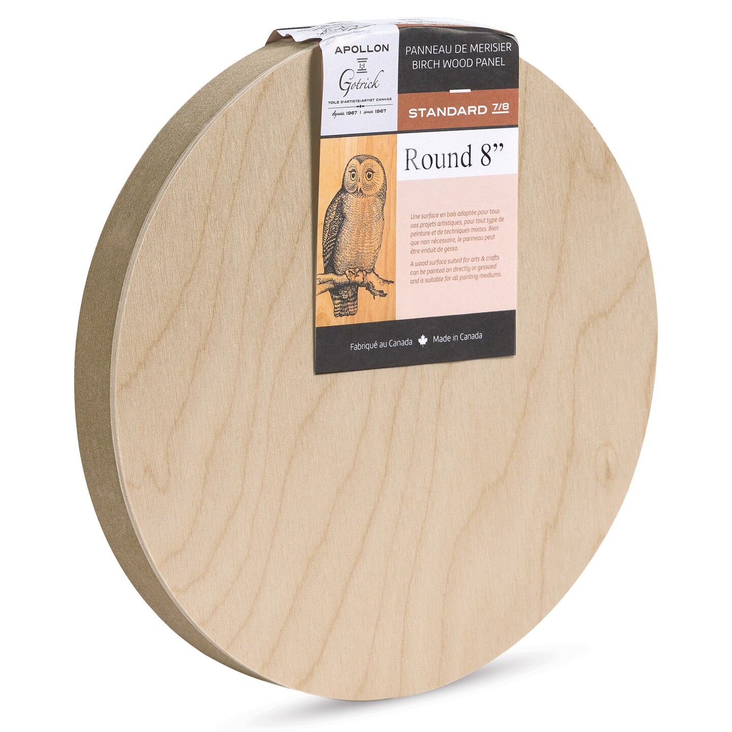 Apollon Gotrick Round Wood Panel - 8&#x22; Dia, 7/8&#x22; Profile
