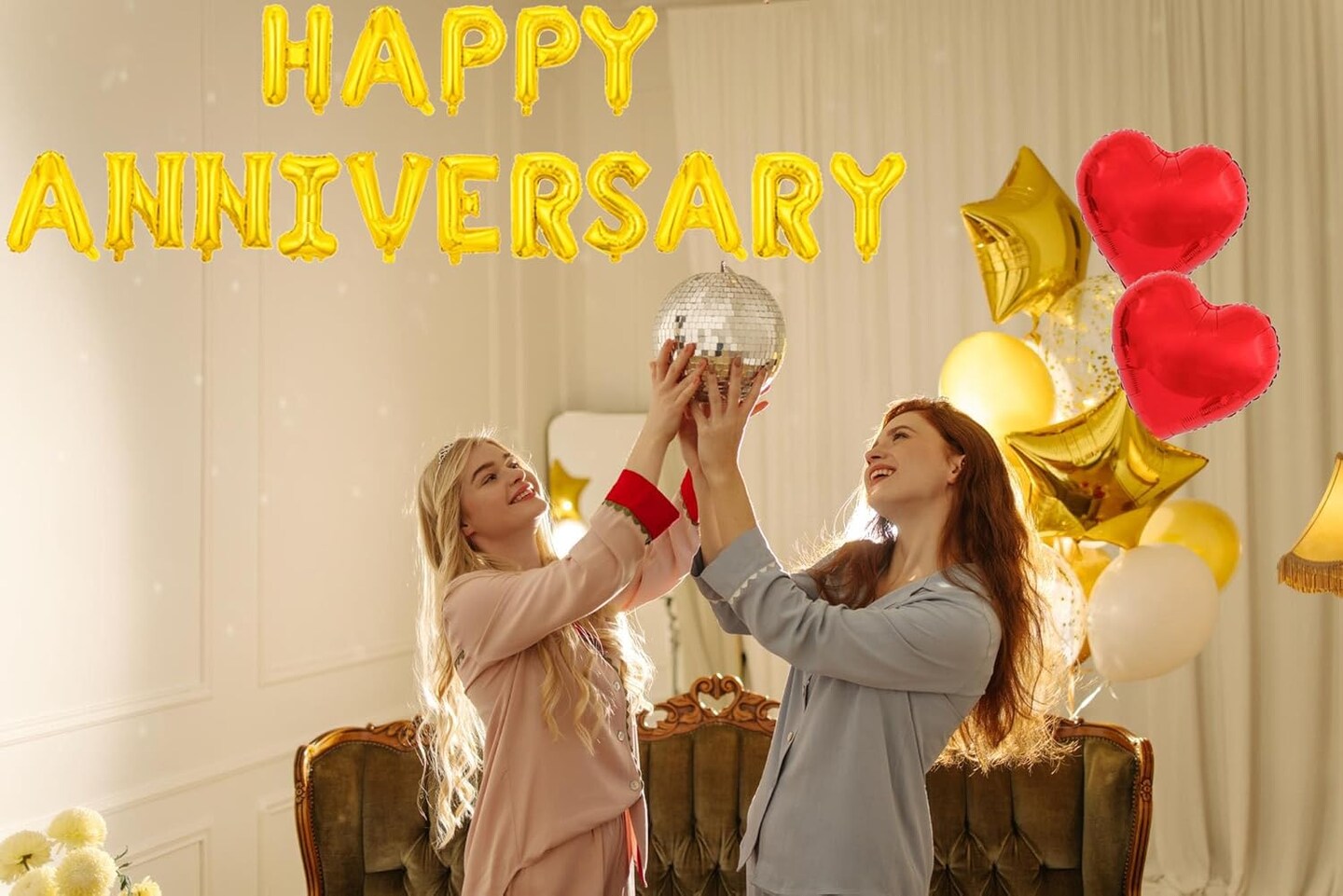 Happy Anniversary Balloon Banner Love Party Decoration