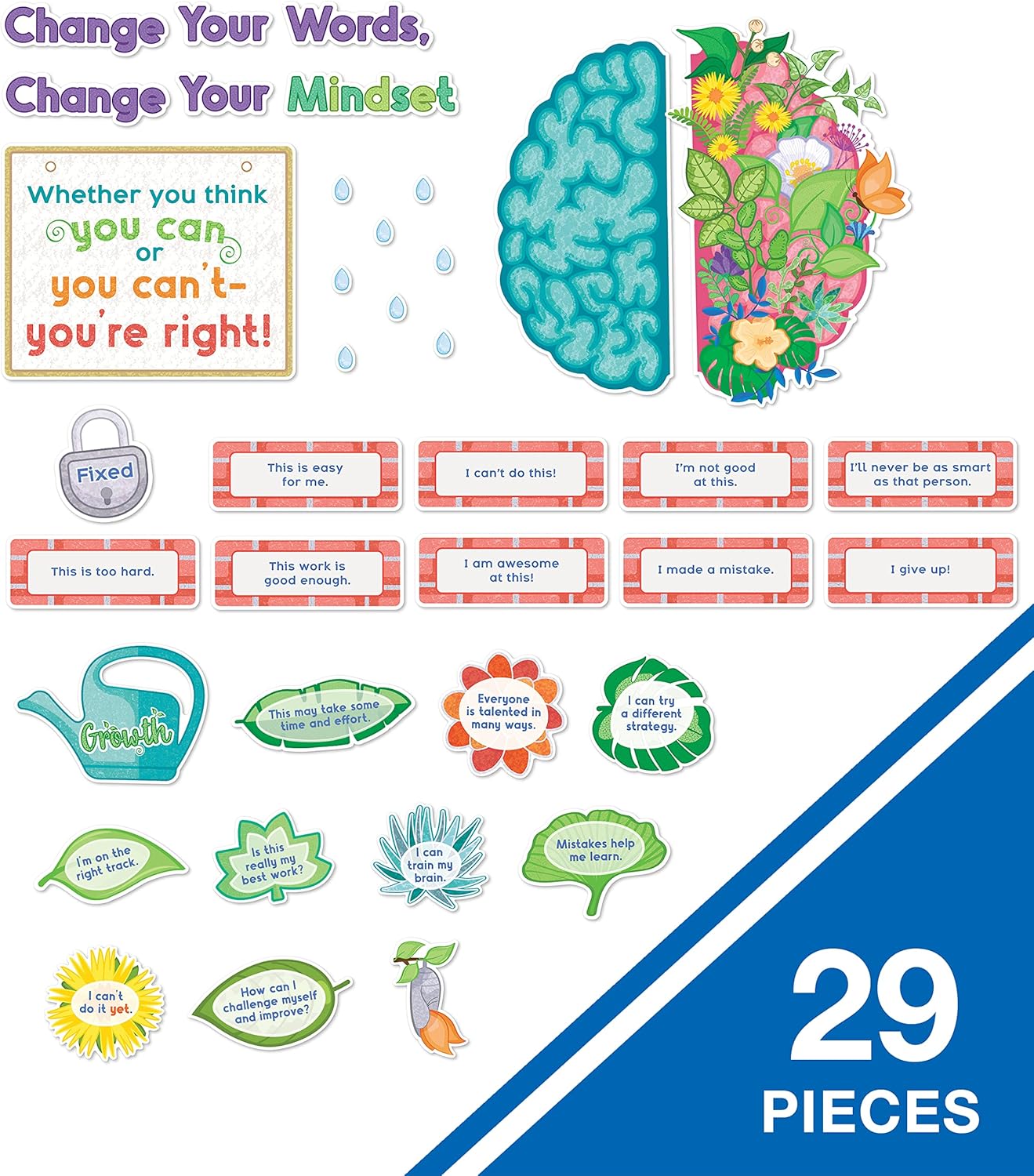 47 pc Bloom With a Growth Mindset Bulletin Board Set (Bloom With a Growth Mindset)