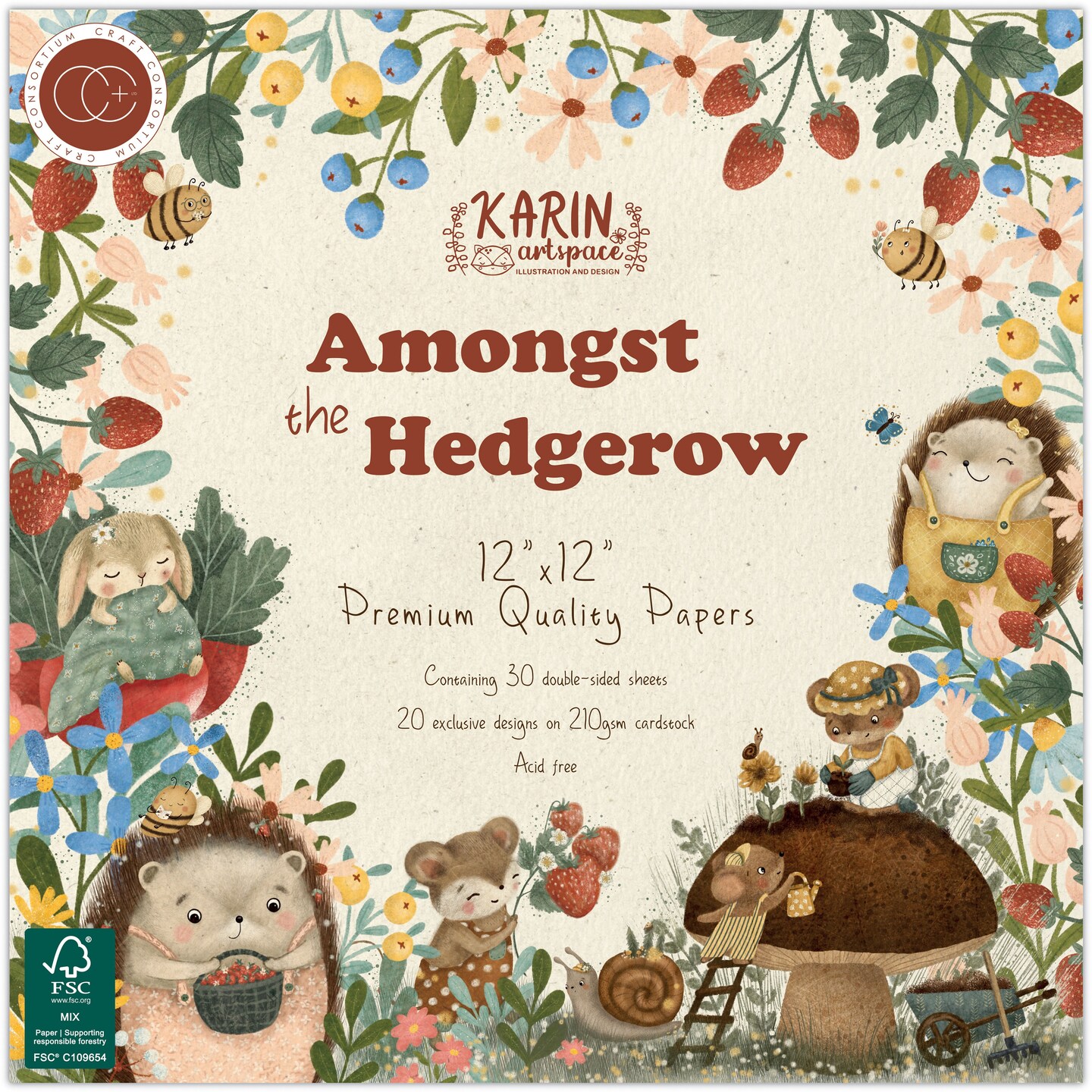 Craft Consortium Double-Sided Paper Pad 12"X12" 30/Pkg-Amongst The Hedgerow